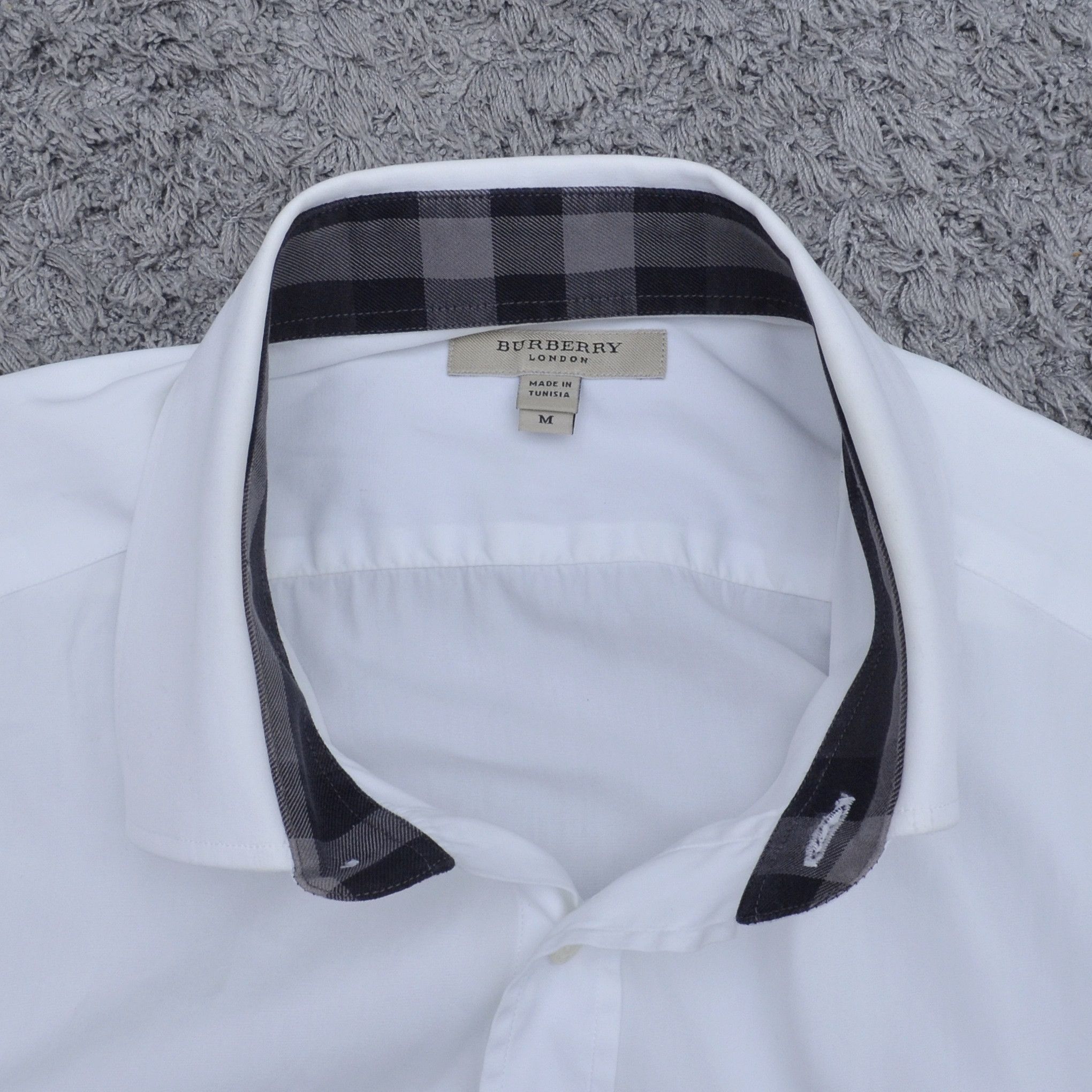 Men's Burberry London White Shirt Check Nova Size M