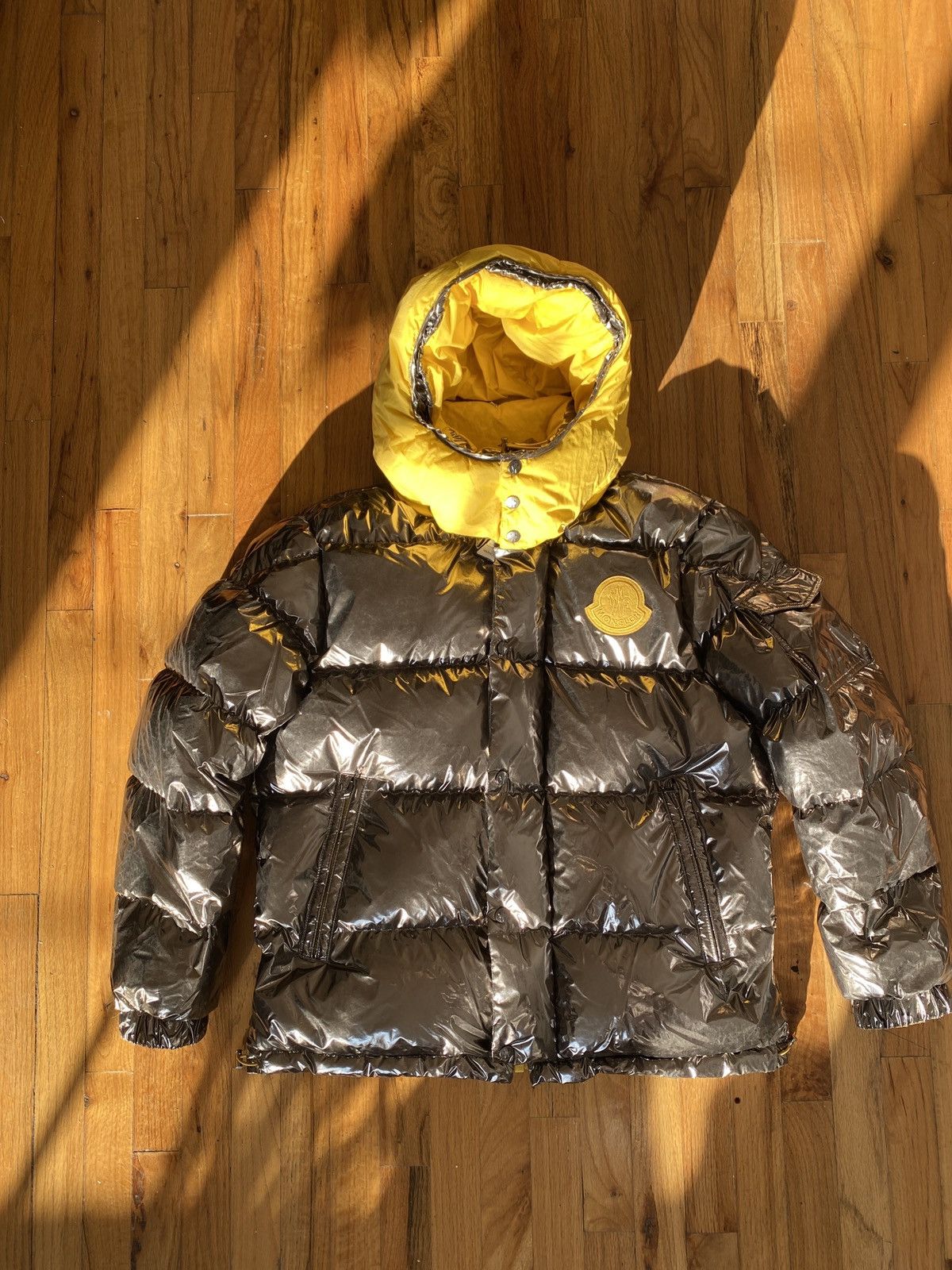 Moncler silver cheap and yellow jacket