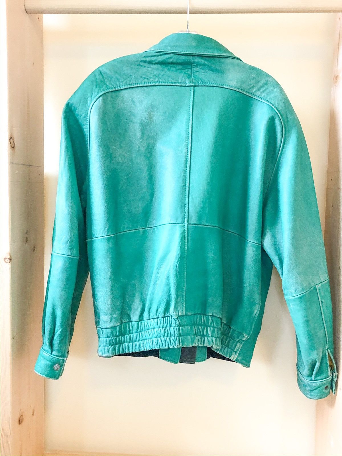 Vintage Green Leather Jacket Size US L / EU 52-54 / 3 - 3 Thumbnail
