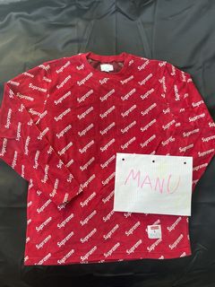 Supreme Velour Diagonal Logo L/s Top in Red for Men