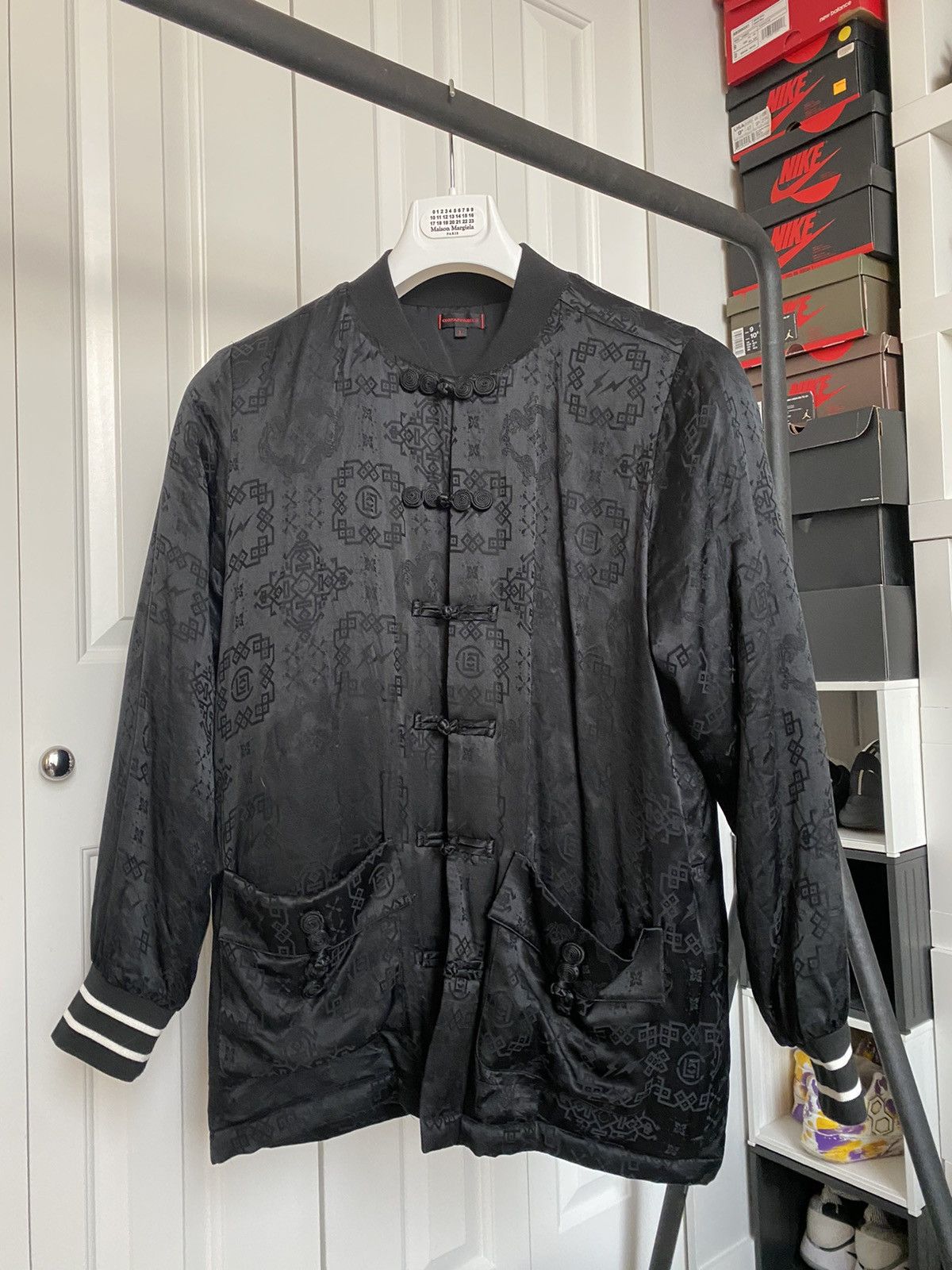 CLOT x fragment design BLACK SILK Jacketエディソンチャン