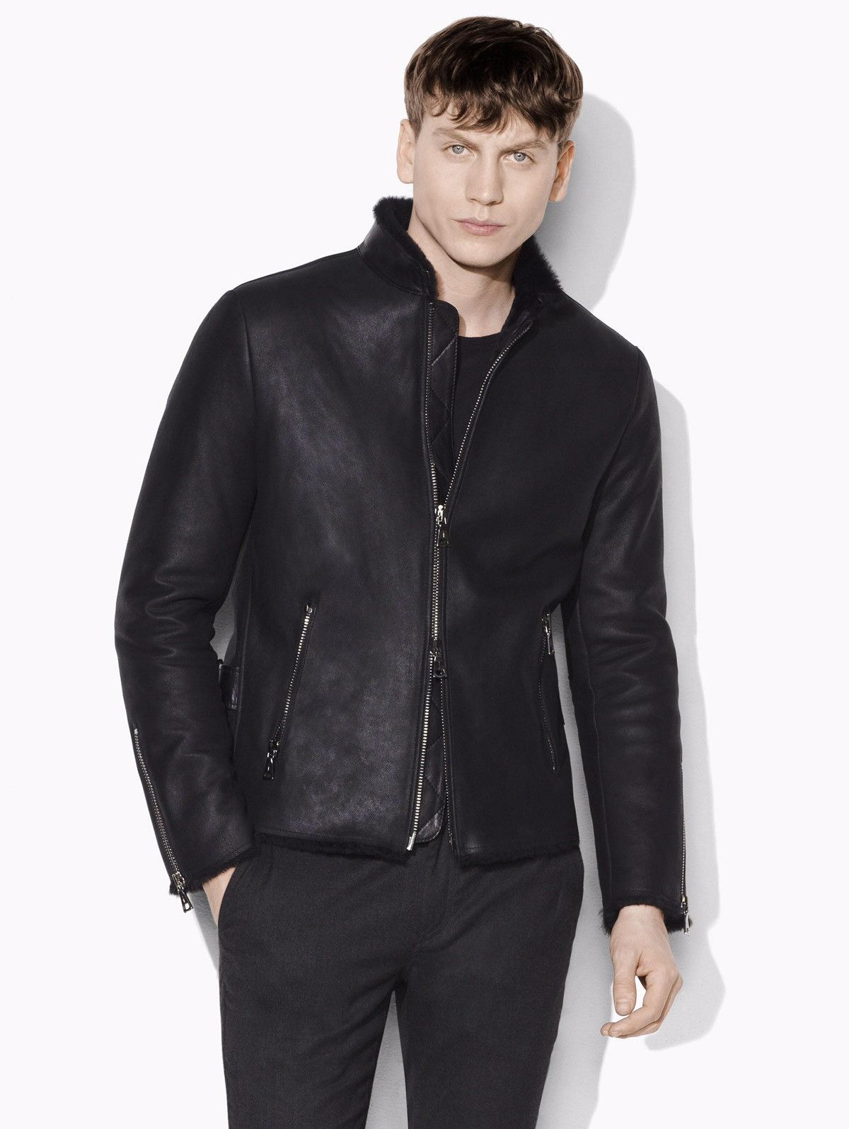 John varvatos shearling jacket best sale