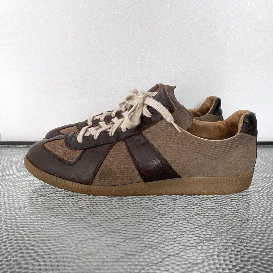 Margiela Replica 22 Lambskin & Calf-Split Brown Sneakers