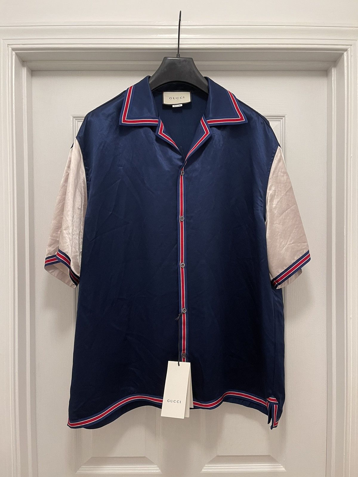 Gucci Logo Embellished Bowling Shirt In Ivory