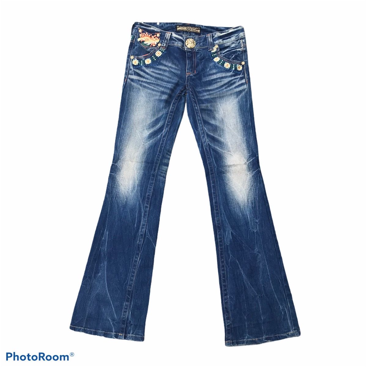 Japanese Brand Japanese Brand Studio R.P Denim Flare Jeans Embellished Size 30" / US 8 / IT 44 - 2 Thumbnail