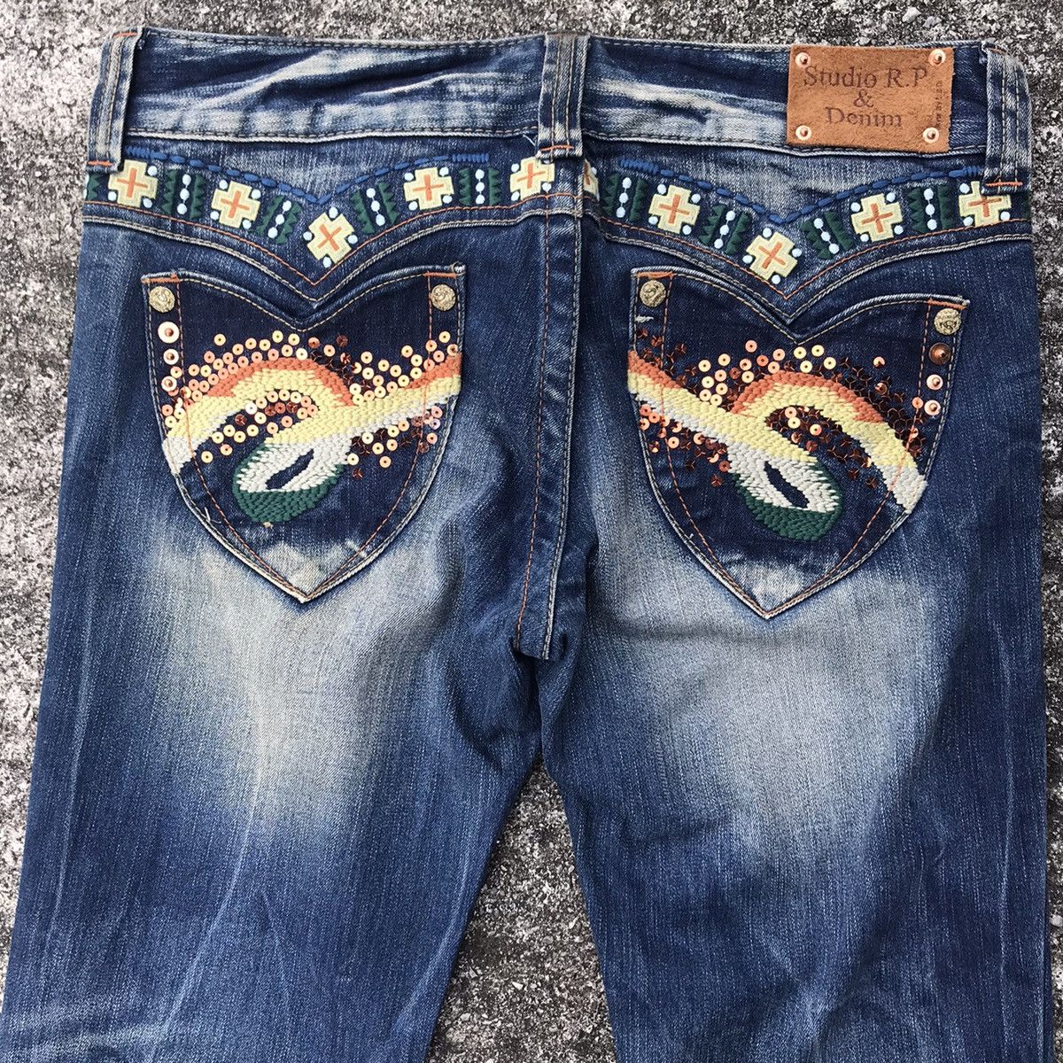 Japanese Brand Japanese Brand Studio R.P Denim Flare Jeans Embellished Size 30" / US 8 / IT 44 - 3 Thumbnail