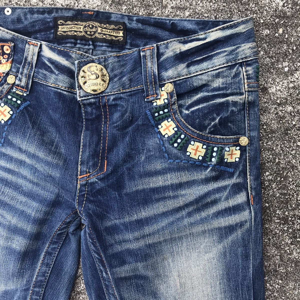 Japanese Brand Japanese Brand Studio R.P Denim Flare Jeans Embellished Size 30" / US 8 / IT 44 - 12 Thumbnail