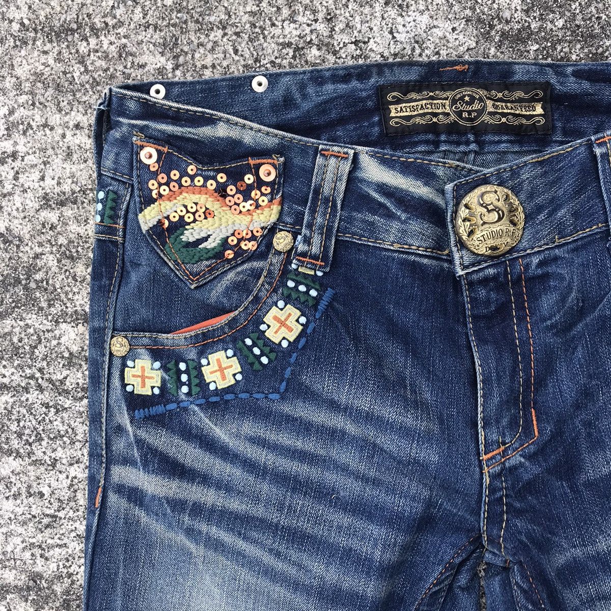 Japanese Brand Japanese Brand Studio R.P Denim Flare Jeans Embellished Size 30" / US 8 / IT 44 - 11 Thumbnail