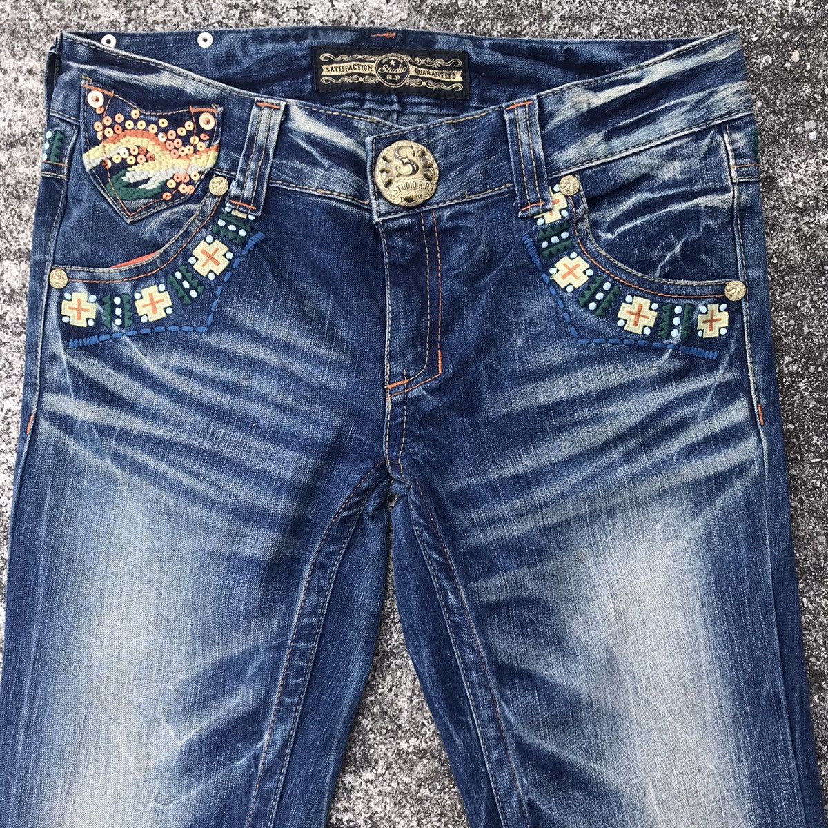 Japanese Brand Japanese Brand Studio R.P Denim Flare Jeans Embellished Size 30" / US 8 / IT 44 - 10 Thumbnail