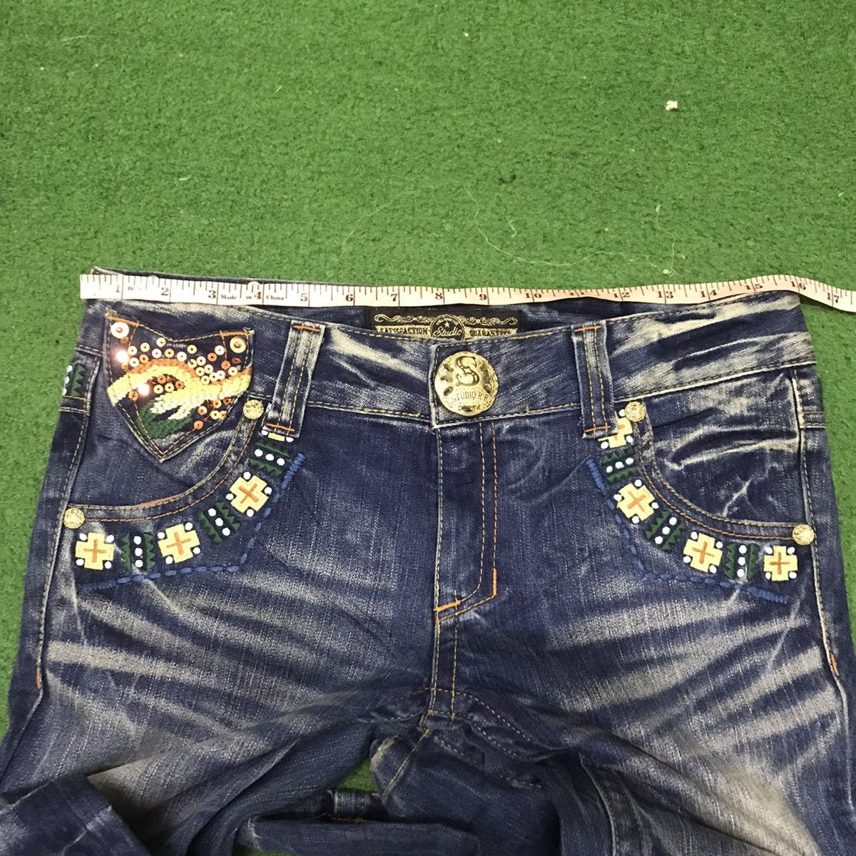 Japanese Brand Japanese Brand Studio R.P Denim Flare Jeans Embellished Size 30" / US 8 / IT 44 - 21 Thumbnail