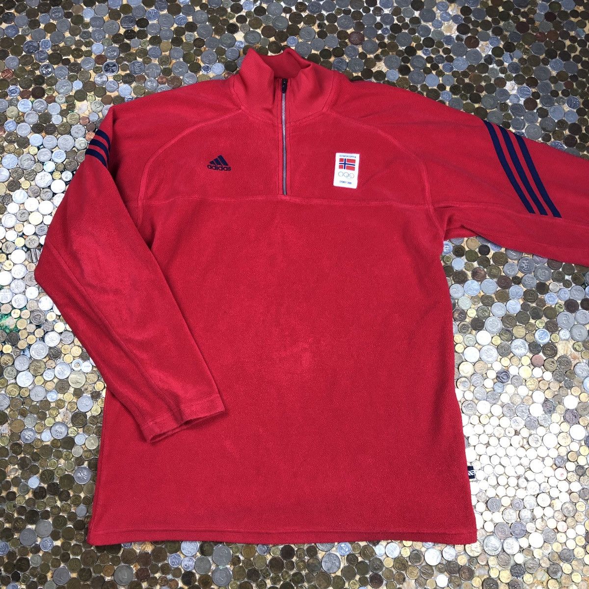 2000'S Adidas fleece sweatshirt, men's size L polyester navy blue type Vintage Second Hand