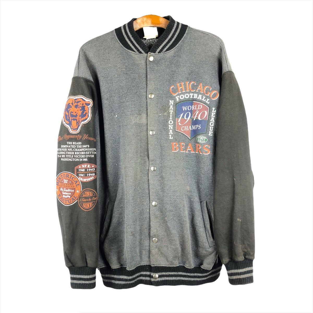 NFL Vintage Chicago Bears Trashed Varsity Jacket Size US L / EU 52-54 / 3 - 2 Thumbnail