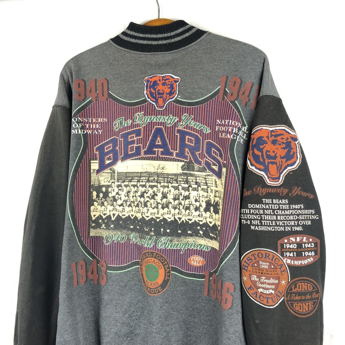 NFL Vintage Chicago Bears Trashed Varsity Jacket Size US L / EU 52-54 / 3 - 3 Thumbnail