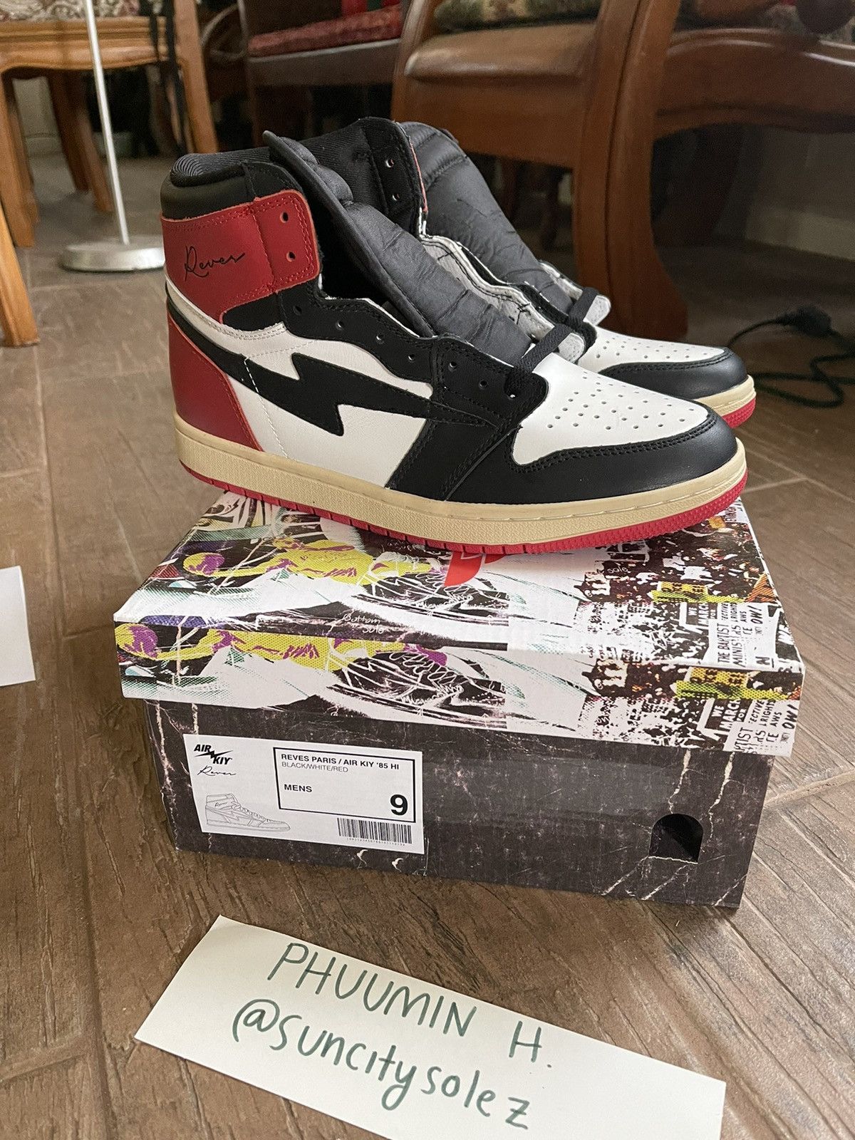 Reves Paris Air Kiy Reves Paris Jordan 1 Black Toe Size US 9 / EU 42 - 3 Thumbnail