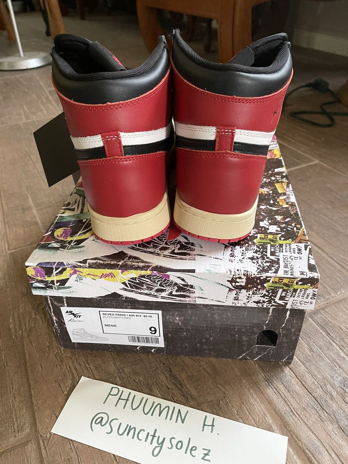 Reves Paris Air Kiy Reves Paris Jordan 1 Black Toe Size US 9 / EU 42 - 6 Thumbnail