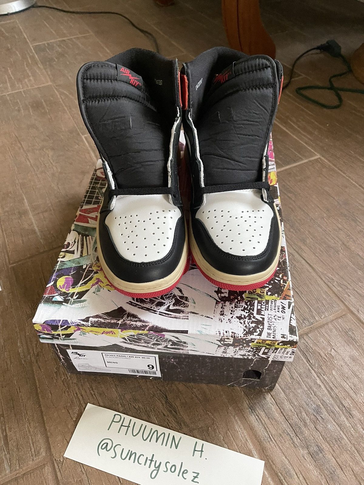 Reves Paris Air Kiy Reves Paris Jordan 1 Black Toe Size US 9 / EU 42 - 4 Thumbnail