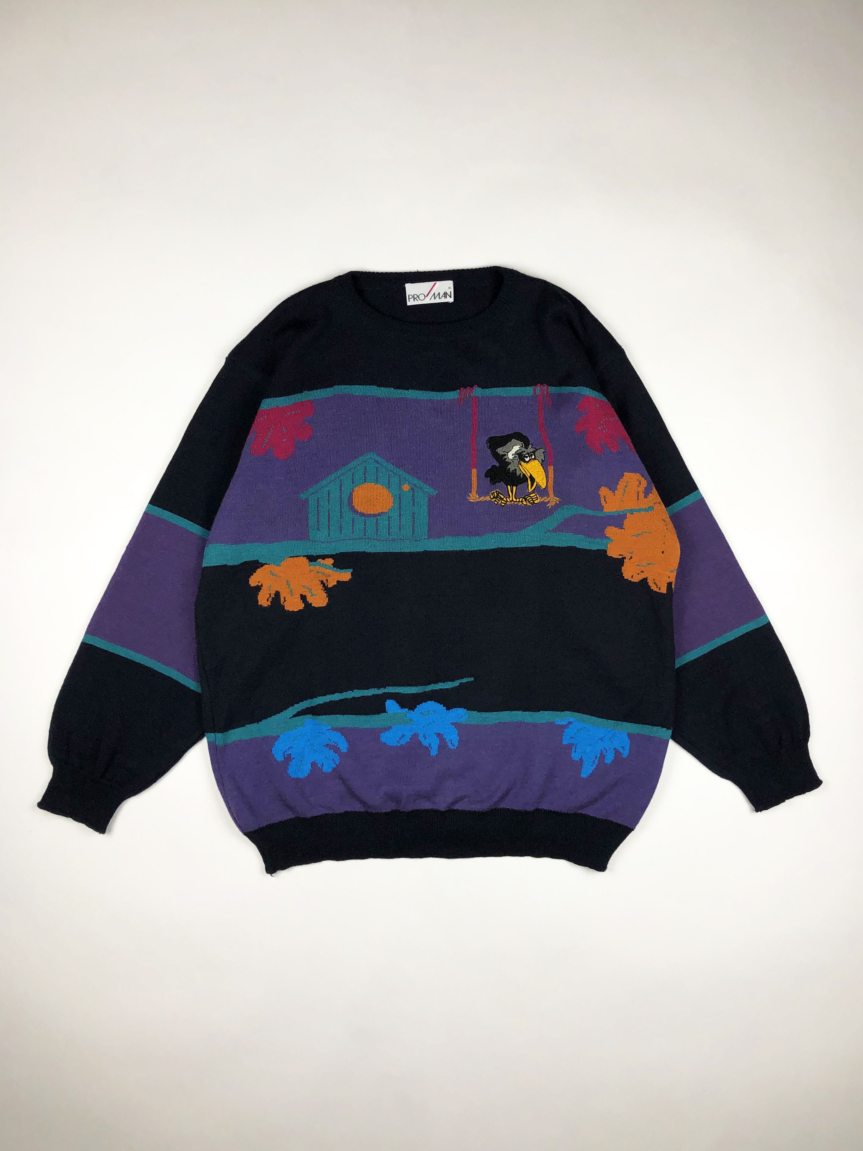 Vintage Raven Print Casual Cotton Sweatshirt main image 1