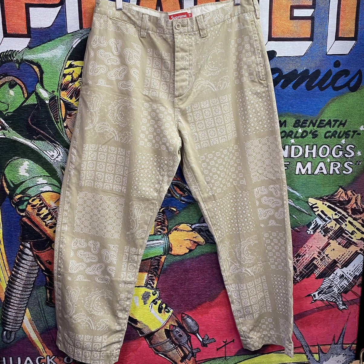 supreme Paisley Grid Chino Pant カーキ