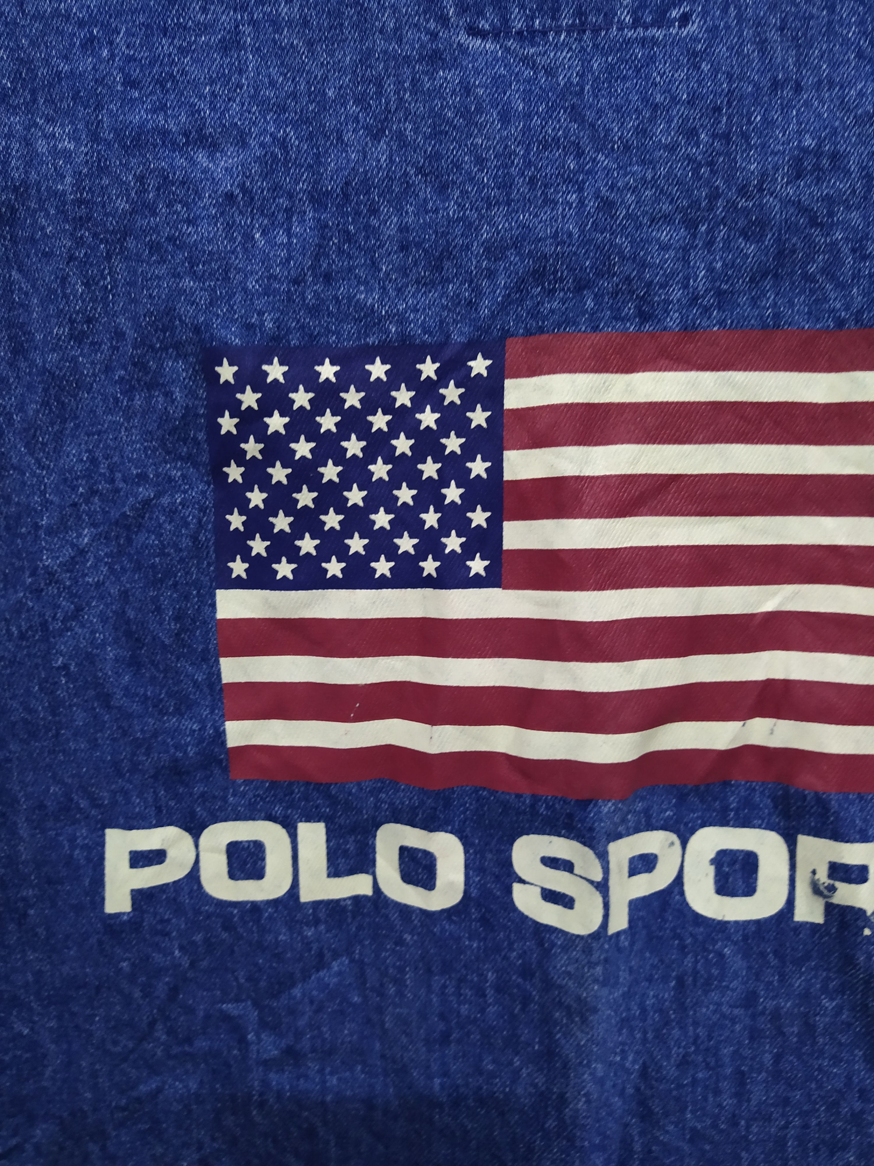 Polo Ralph Lauren 90s POLO SPORT RALPH LAUREN DENIM JACKET BIG FLAG (B828) Size US XL / EU 56 / 4 - 3 Thumbnail