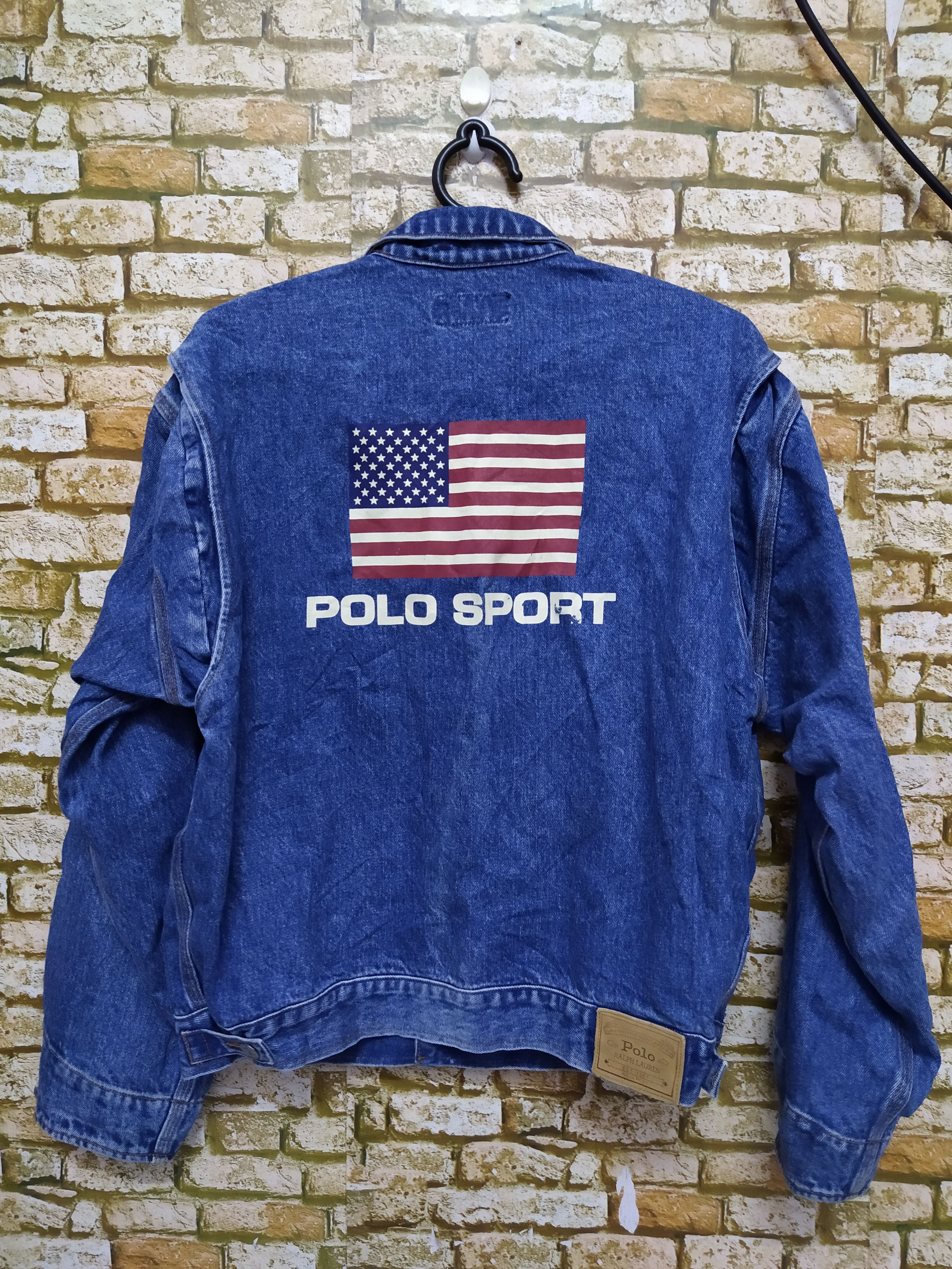 Polo Ralph Lauren 90s POLO SPORT RALPH LAUREN DENIM JACKET BIG FLAG (B828) Size US XL / EU 56 / 4 - 1 Thumbnail