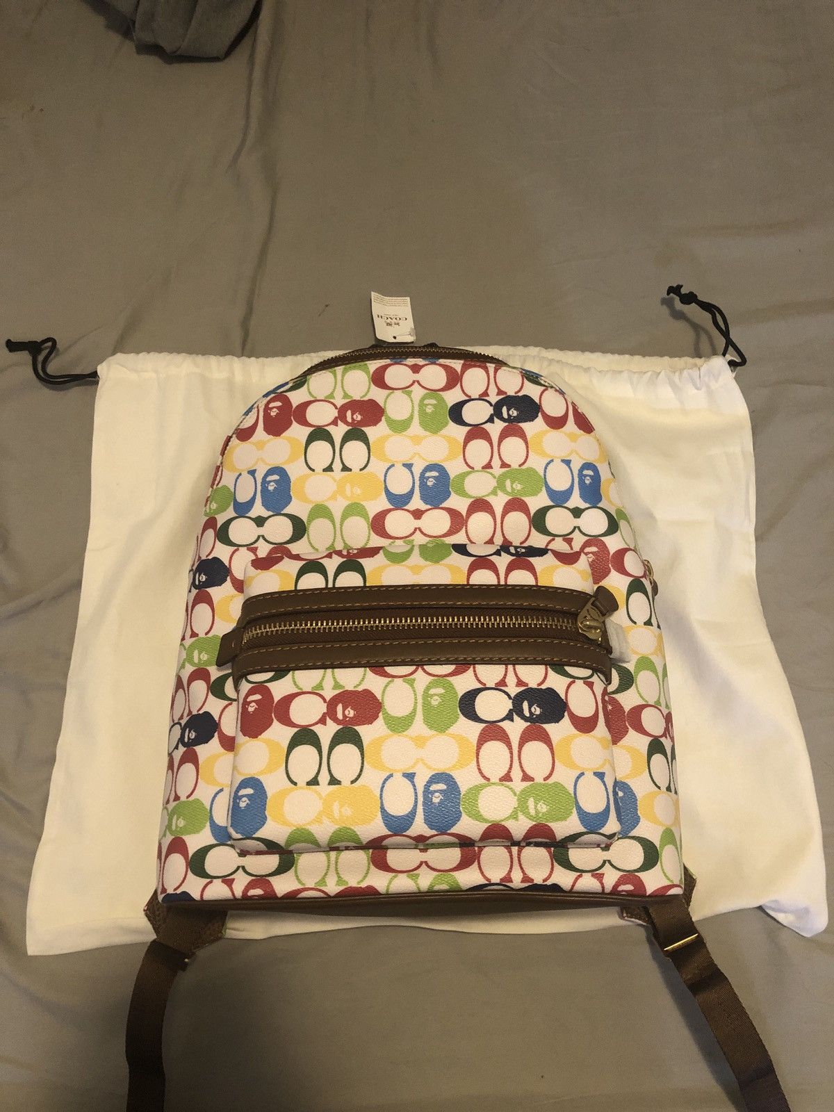 Bape Coach x Bape Academy backpack signature canvas with Ape head