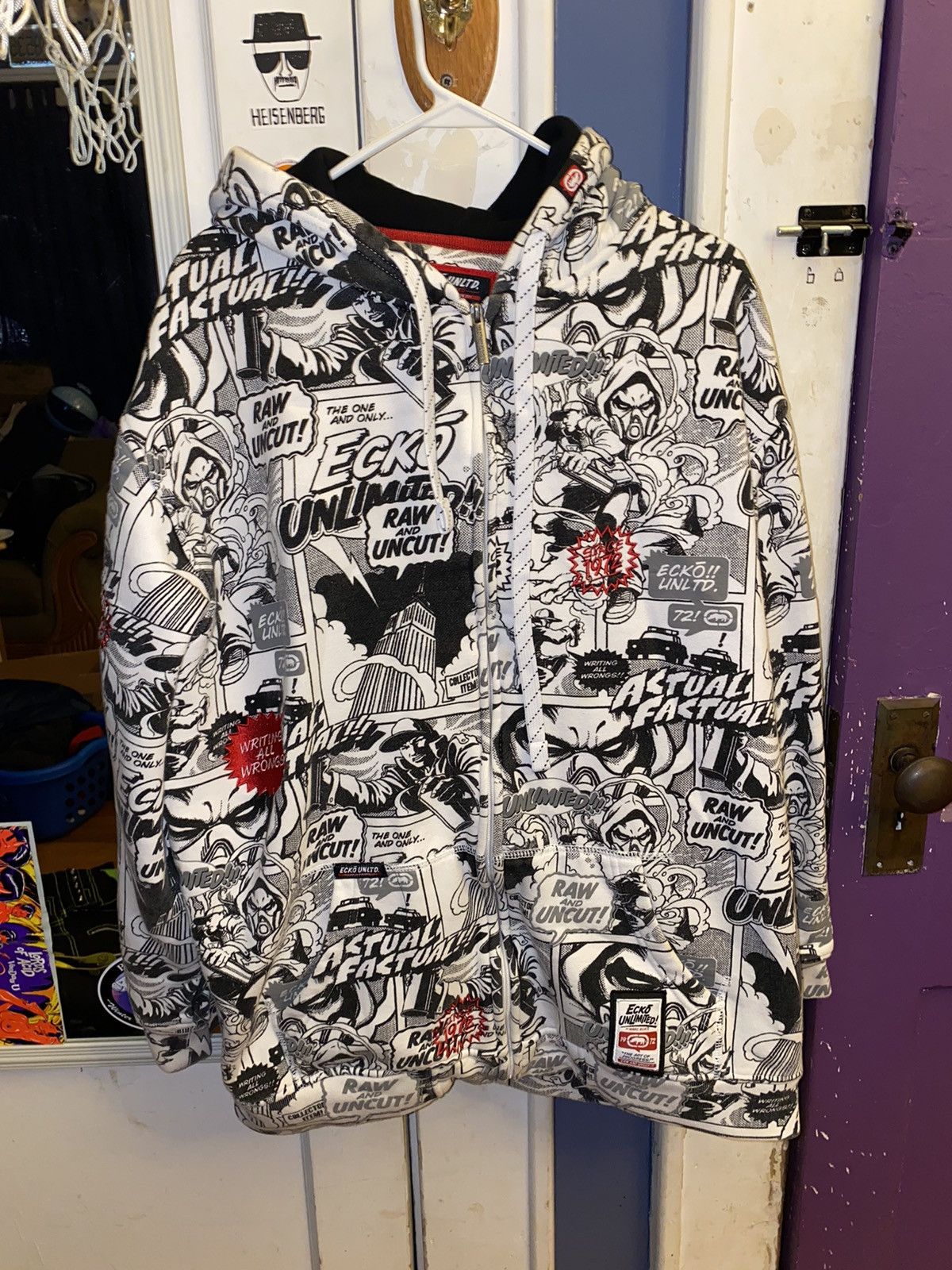 ECKO UNLTD Graffiti Full Zip Sweatshirt Size hot 2XL Writing All Wrongs Streetwear