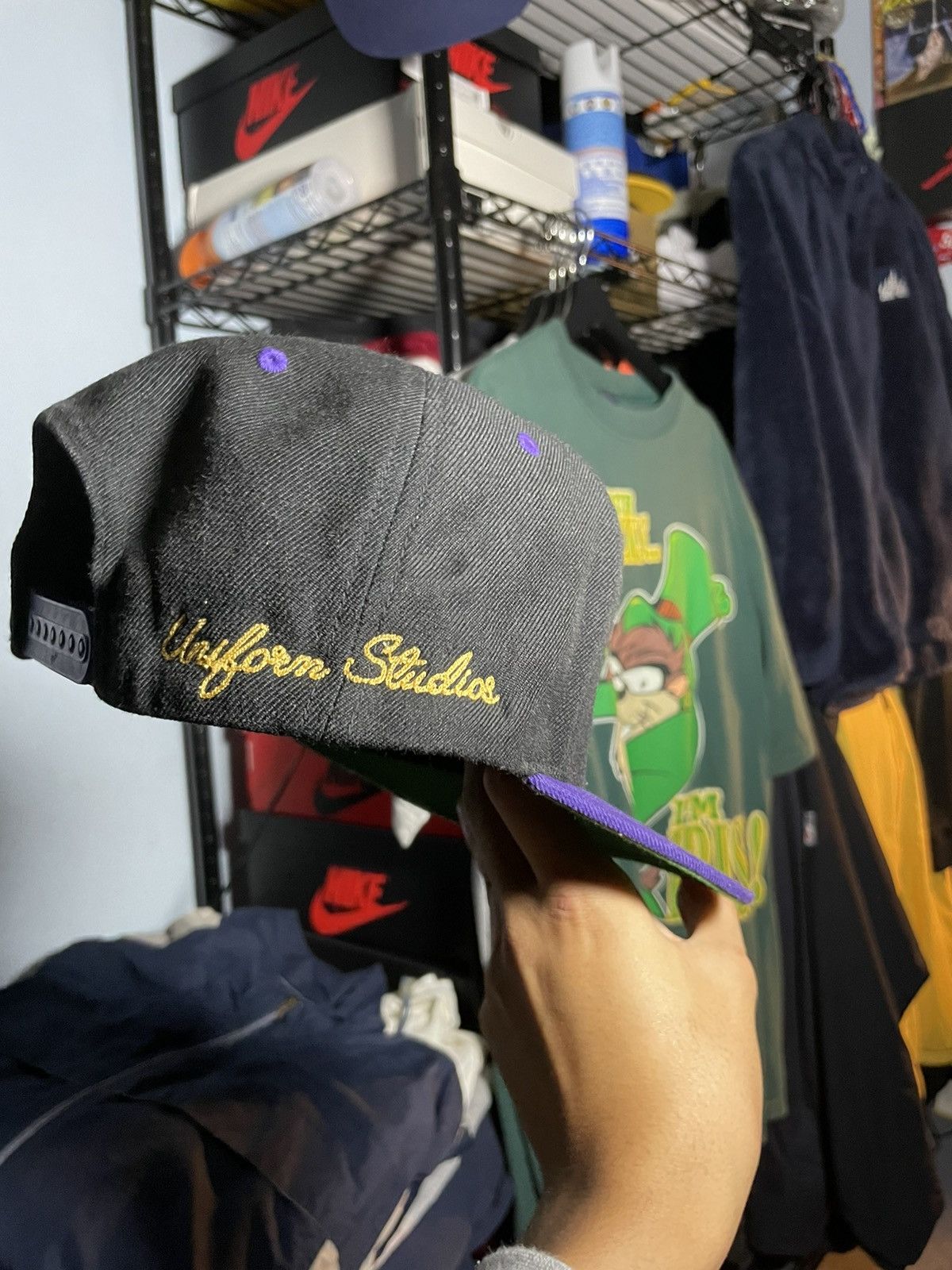 NBA × Uniform Studios Uniform Studios Lakers Snapback Hat Black/ Purple Size ONE SIZE - 4 Thumbnail
