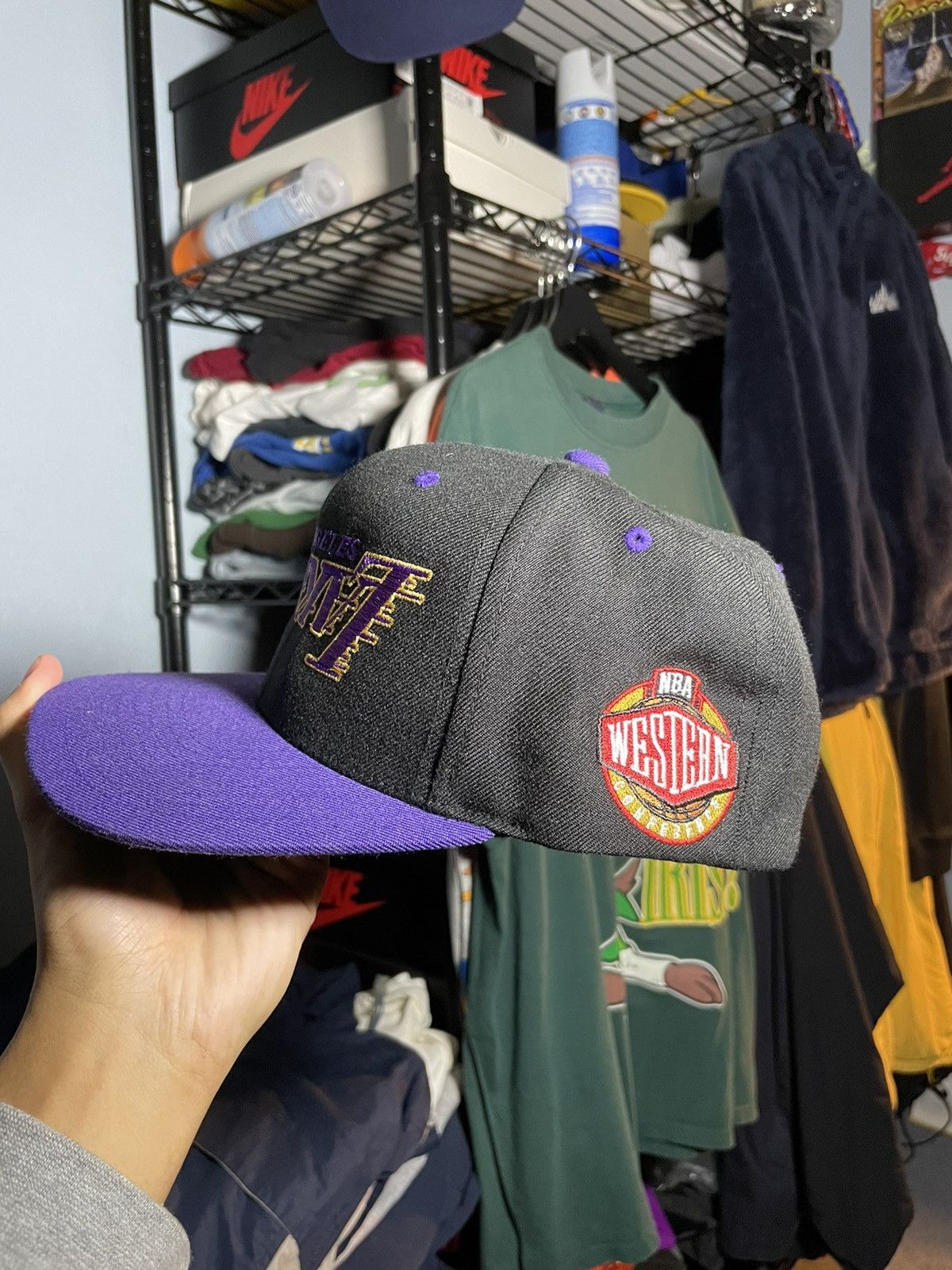 NBA × Uniform Studios Uniform Studios Lakers Snapback Hat Black/ Purple Size ONE SIZE - 3 Thumbnail