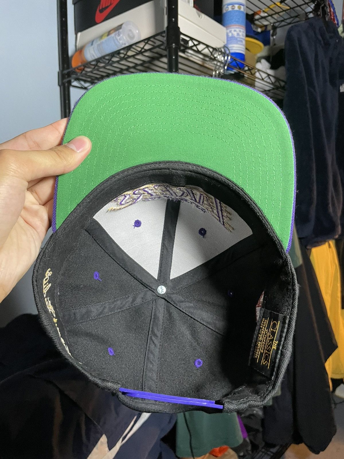 NBA × Uniform Studios Uniform Studios Lakers Snapback Hat Black/ Purple Size ONE SIZE - 6 Thumbnail