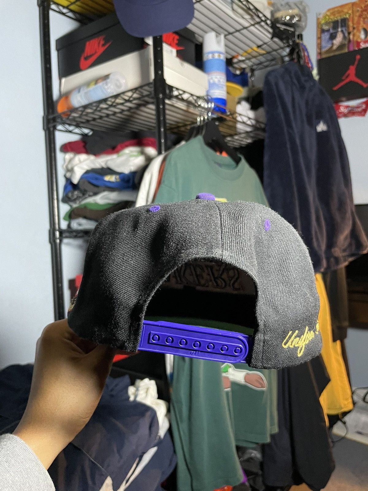 NBA × Uniform Studios Uniform Studios Lakers Snapback Hat Black/ Purple Size ONE SIZE - 5 Thumbnail