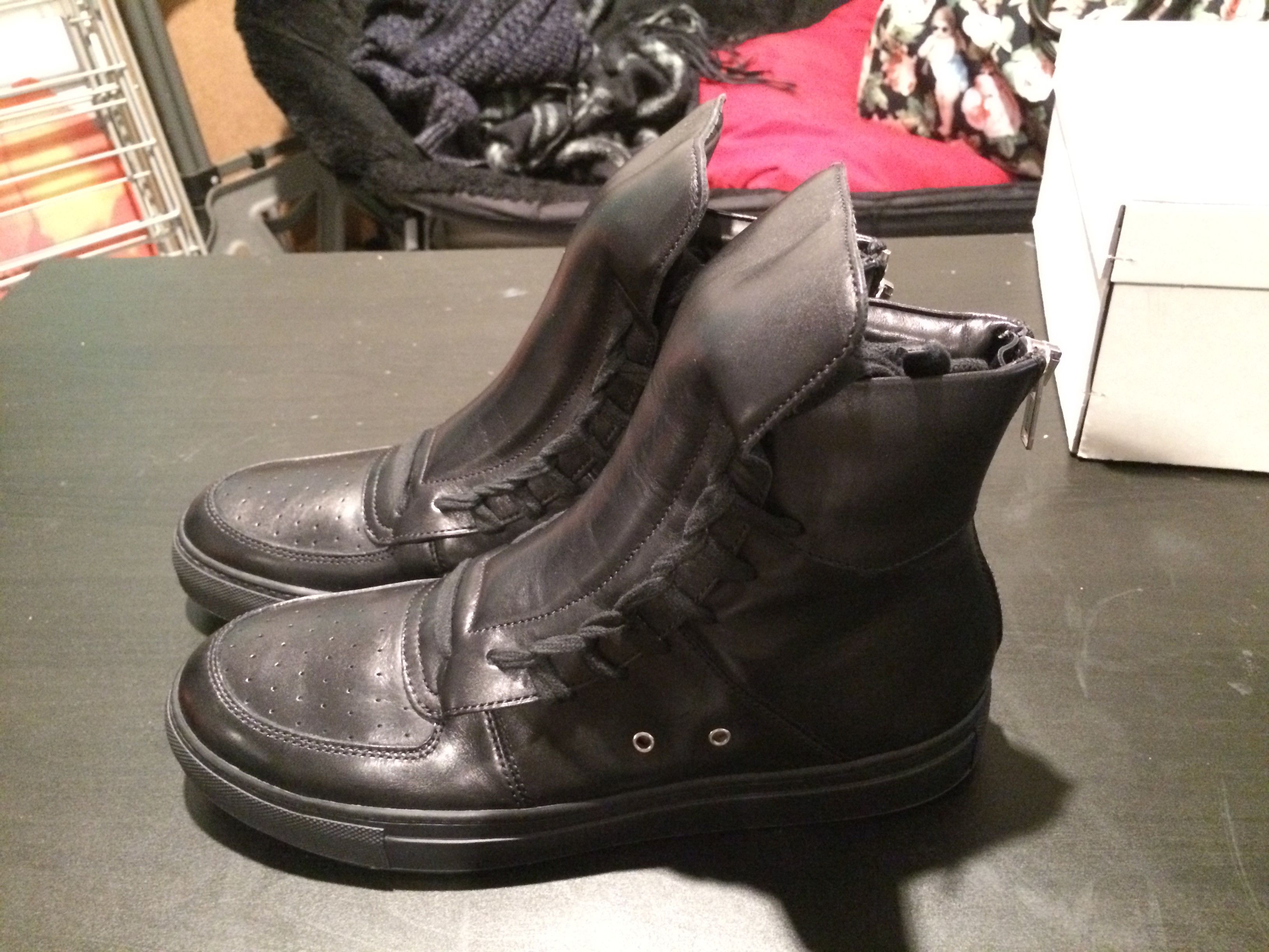 Kris Van Assche Kris Van Assche Side Laced Leather High Top Sneaker black 42 Size US 9 / EU 42 - 3 Thumbnail