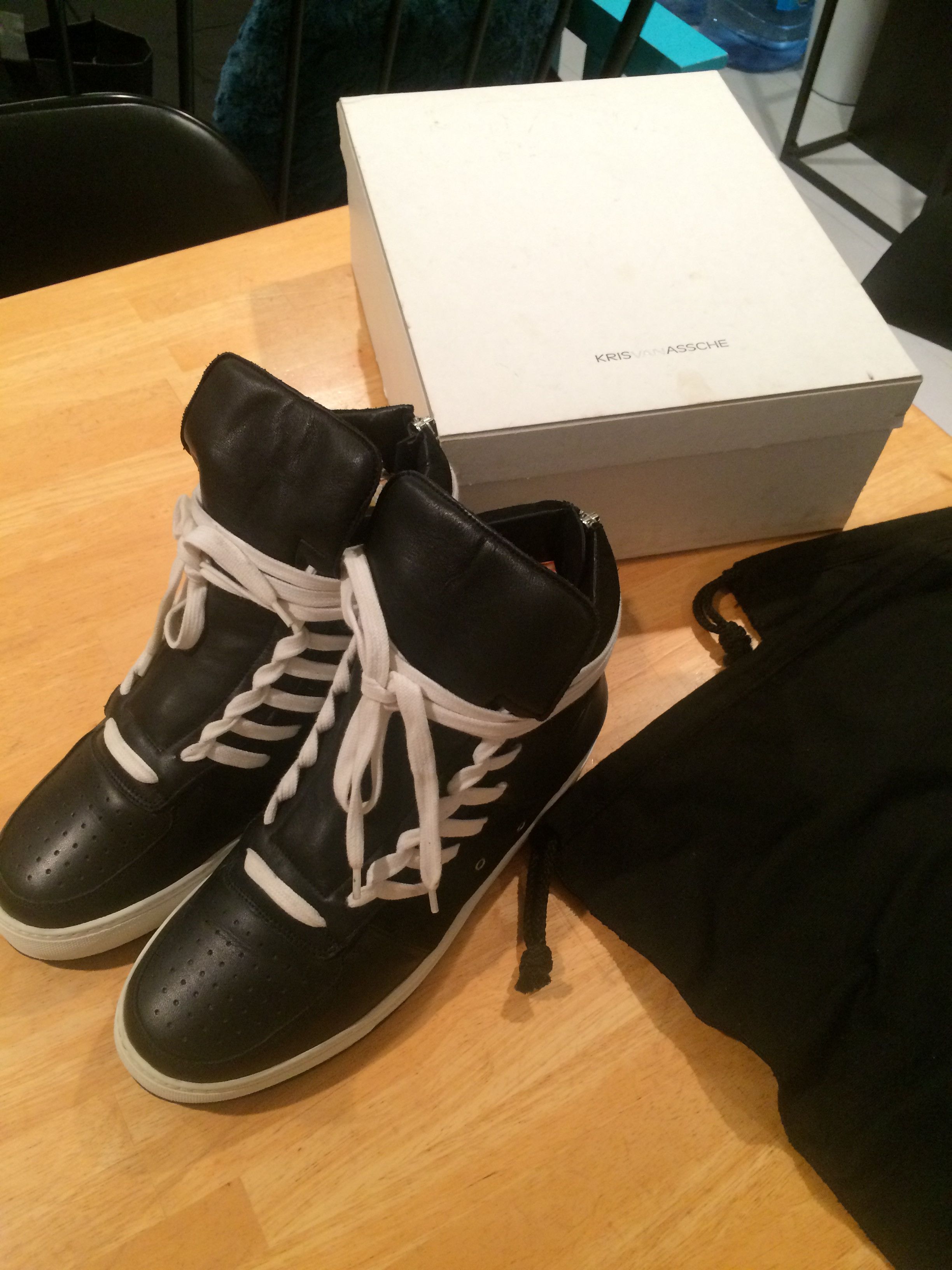Kris Van Assche Side Laced Leather High Top Sneakers size 44