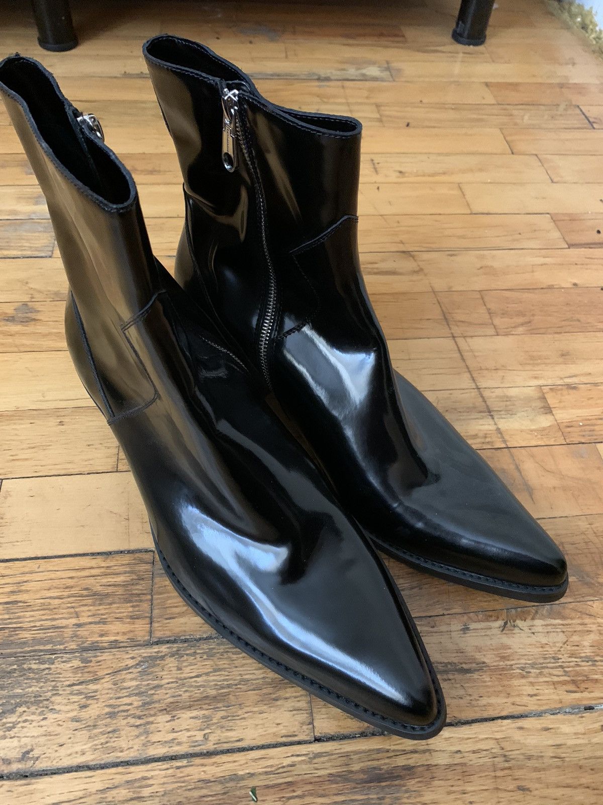 calvin klein patent leather boots