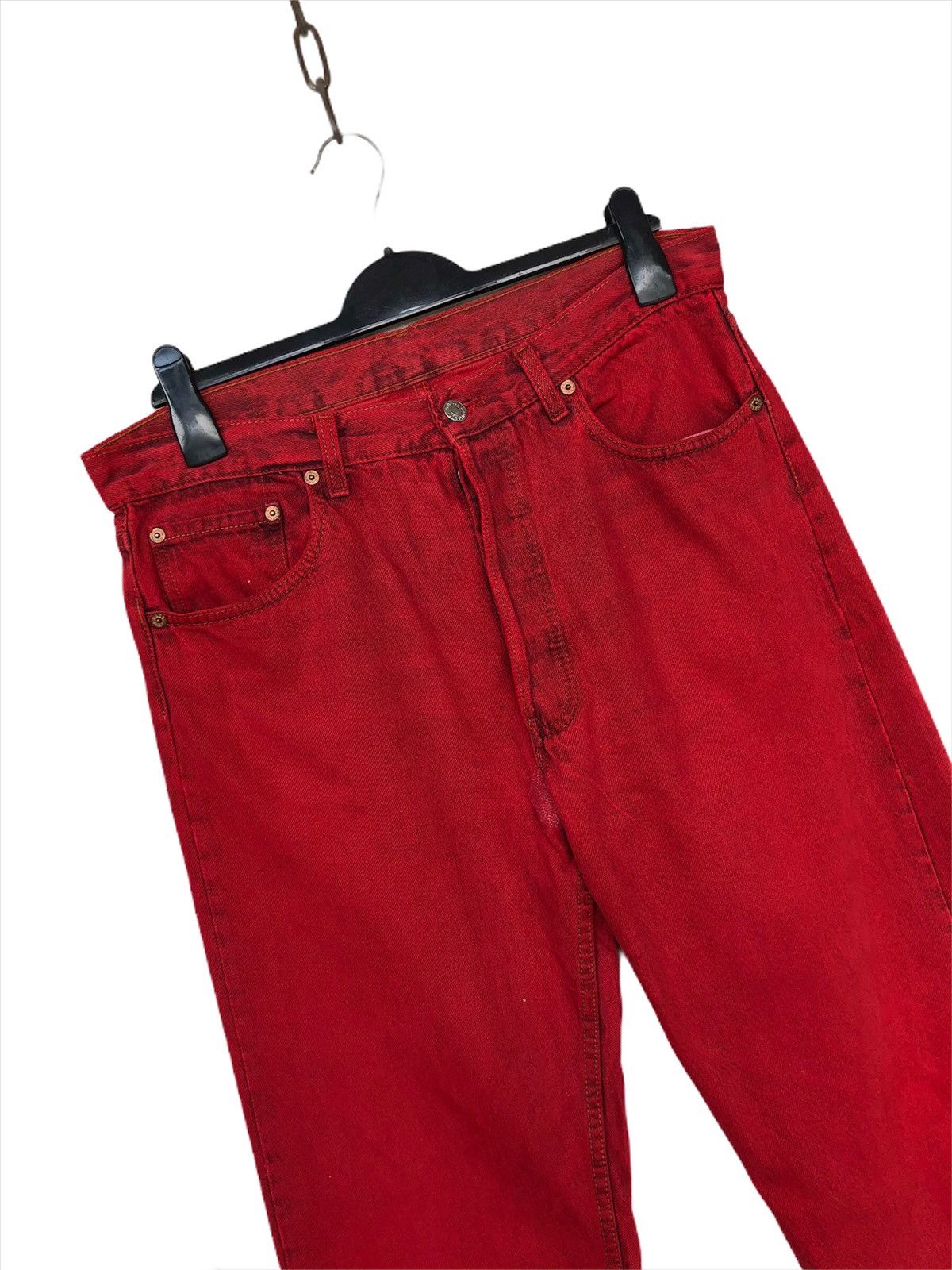 Levi's Vintage Clothing RARE🔥80s Levis 501 🇺🇸 Grunge Kurt Cobain Red Denim Size US 33 - 5 Thumbnail