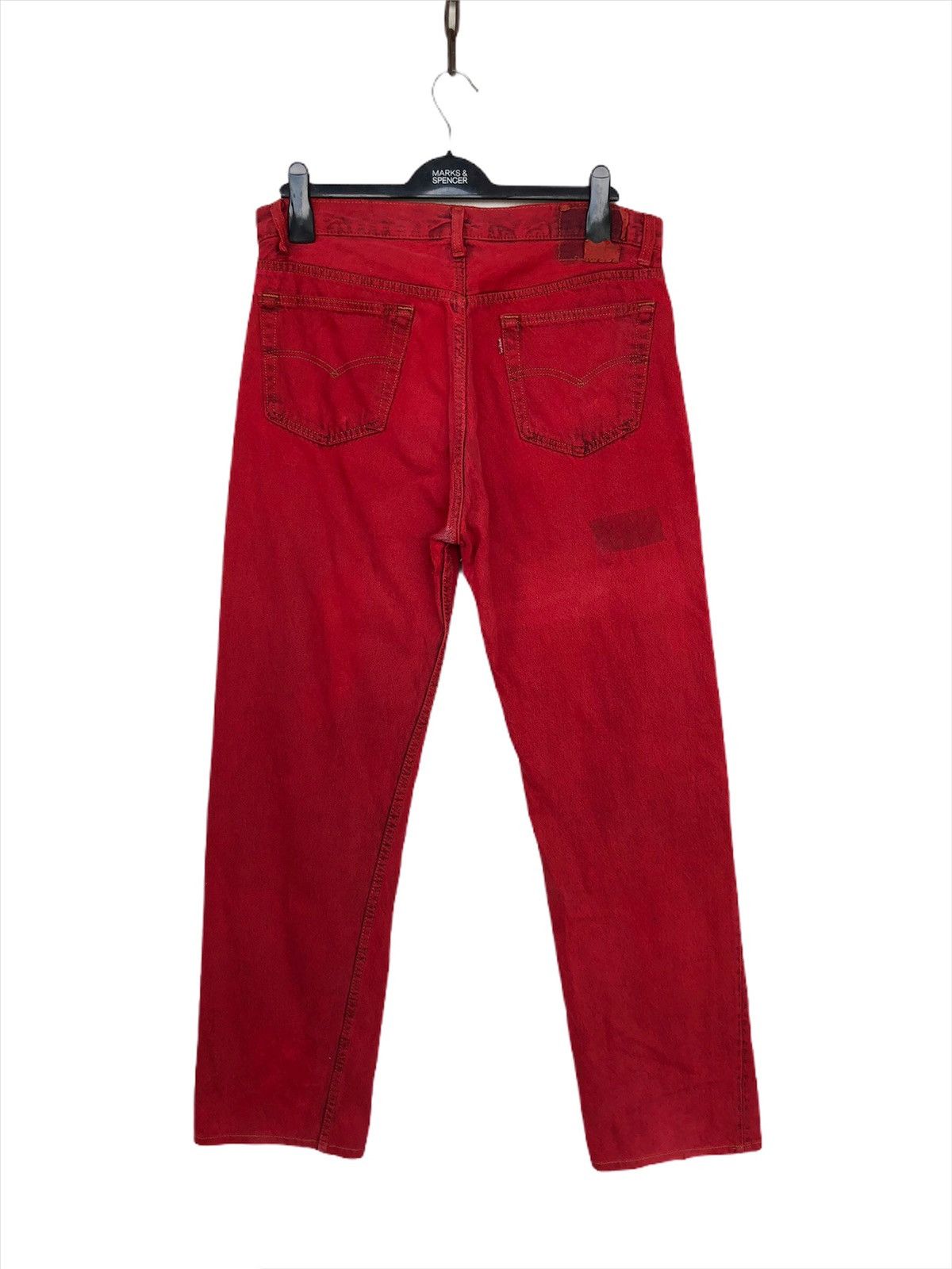 image of Levis Made Crafted x Levis Vintage Clothing 80's Levis 501 Grunge Kurt Cobain Red Denim (Size 33)