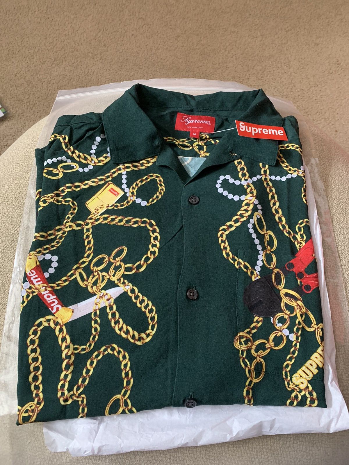 Supreme Supreme Chains Rayon short sleeve button up shirt | Grailed