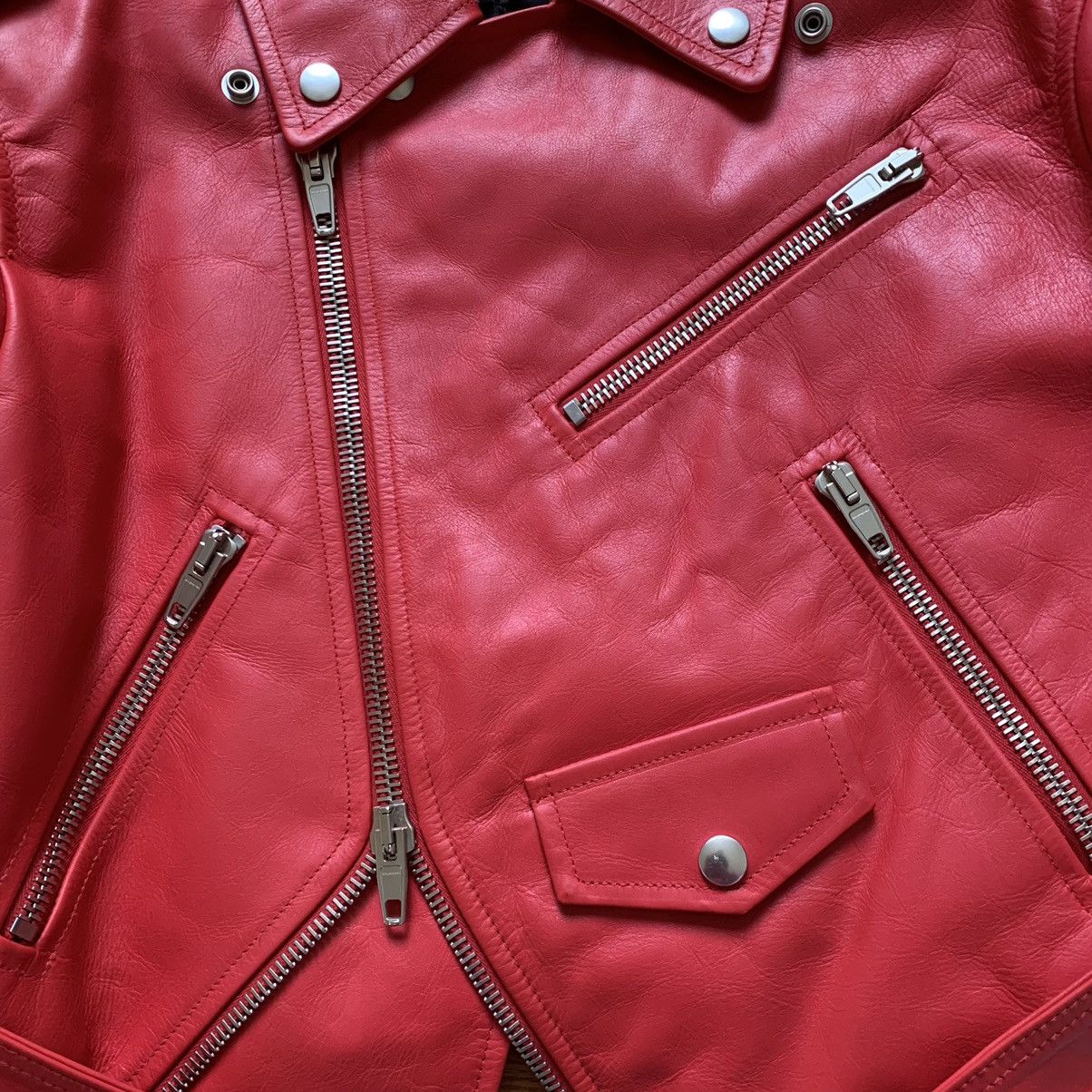 Balenciaga FW2016 Swing Red Leather Biker Jacket Size US M / EU 48-50 / 2 - 2 Thumbnail