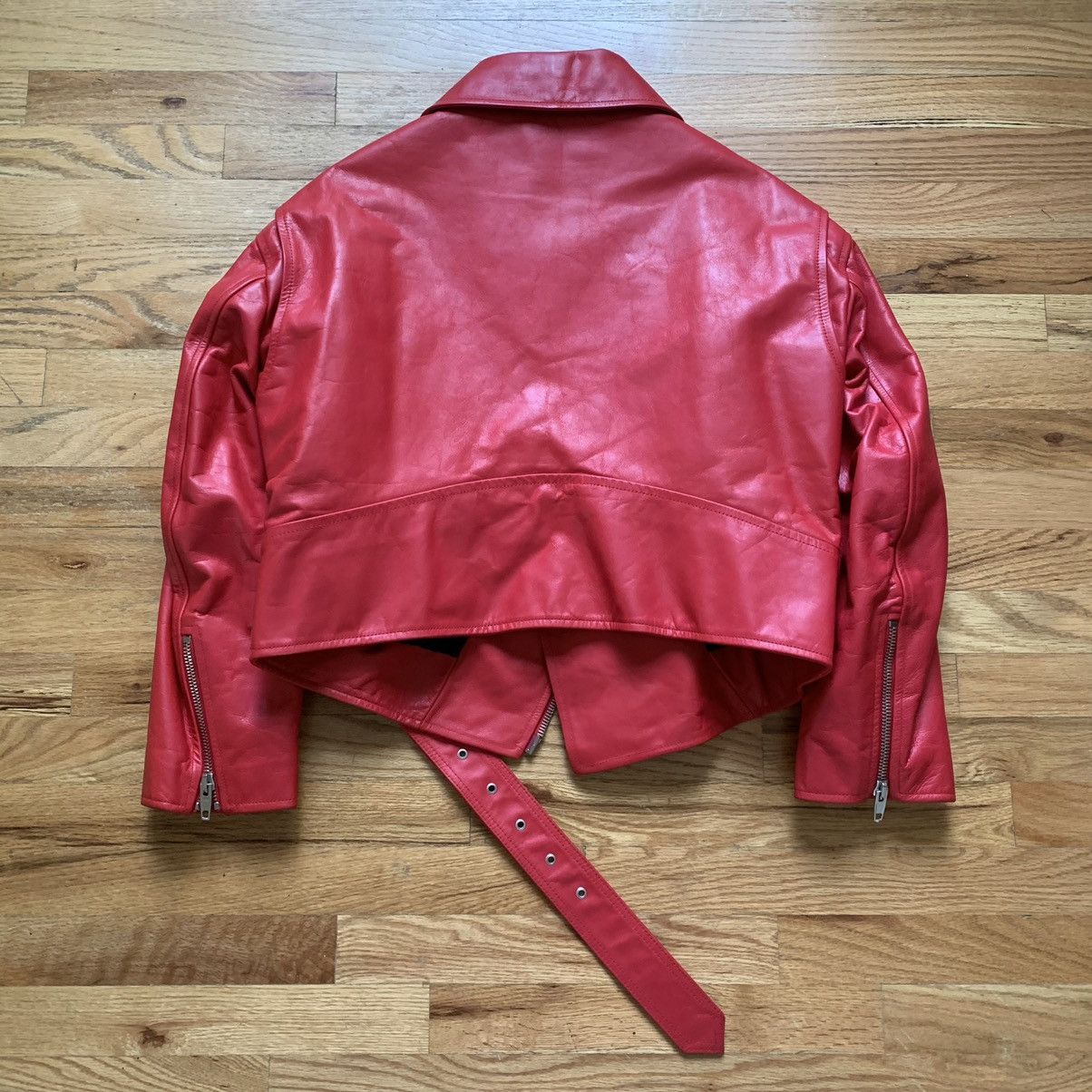 Balenciaga FW2016 Swing Red Leather Biker Jacket Size US M / EU 48-50 / 2 - 5 Thumbnail