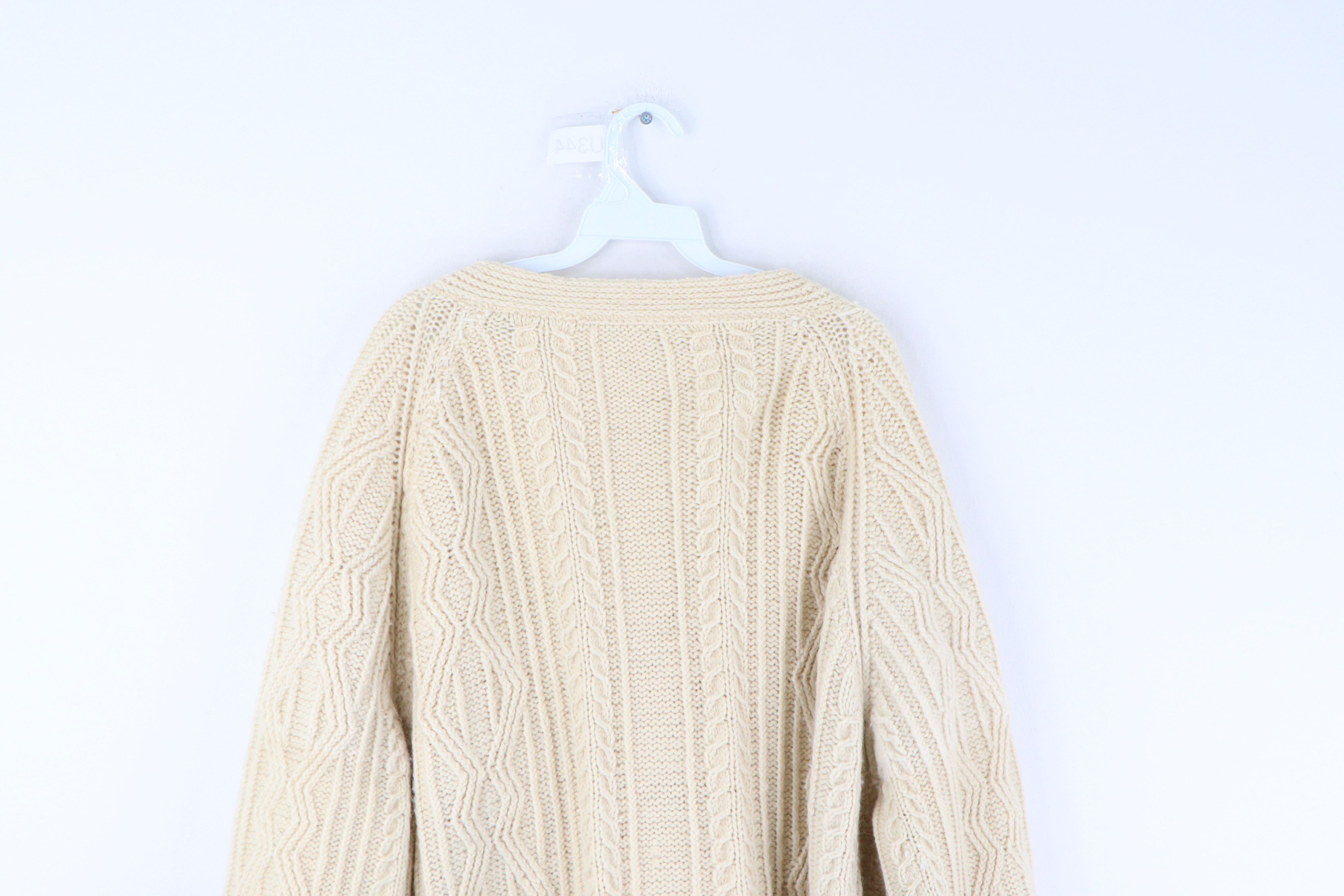 Vintage Vintage 50s Rockabilly Cowichan Wool Cardigan Sweater Cream Size US XXL / EU 58 / 5 - 5 Thumbnail