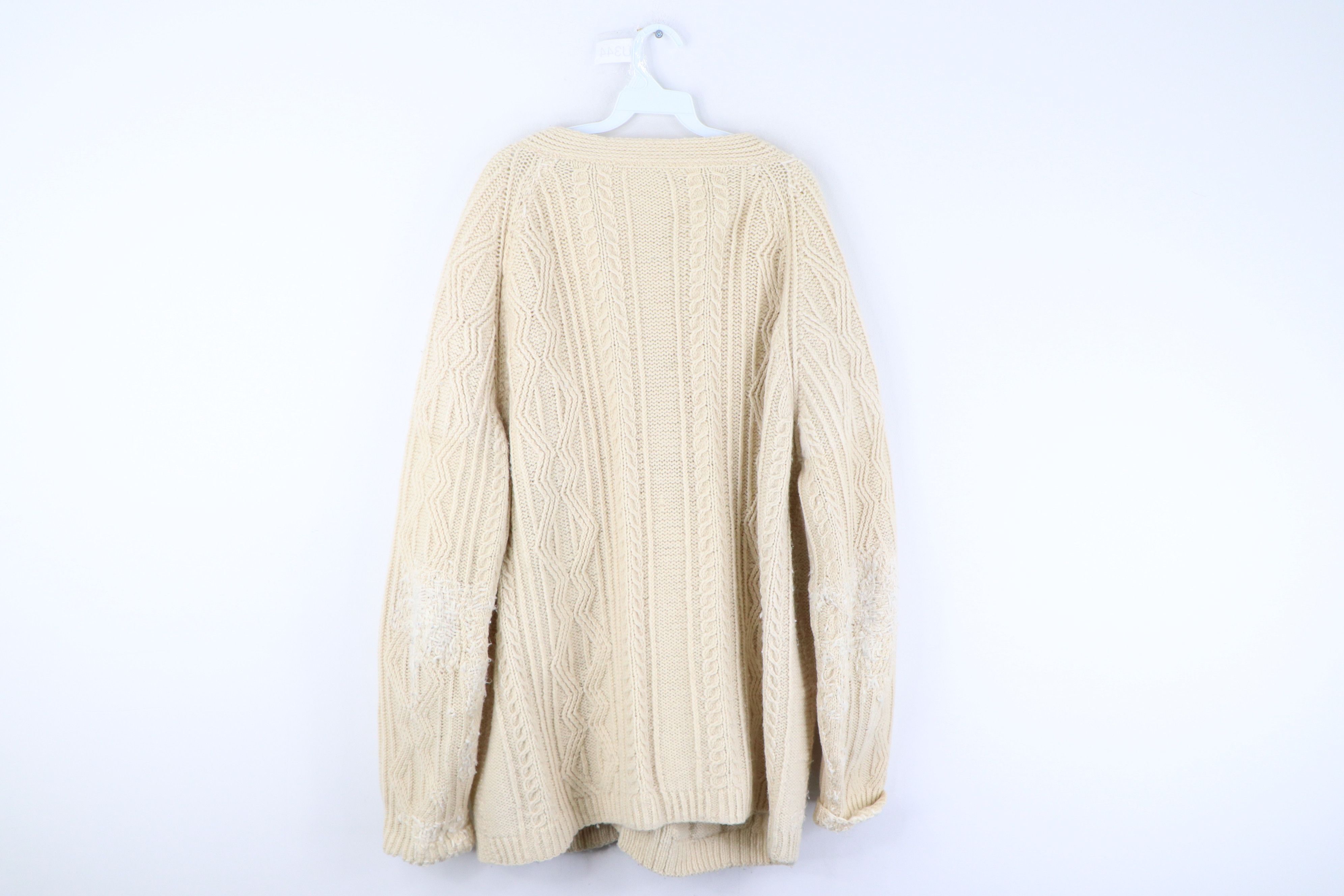 Vintage Vintage 50s Rockabilly Cowichan Wool Cardigan Sweater Cream Size US XXL / EU 58 / 5 - 4 Thumbnail
