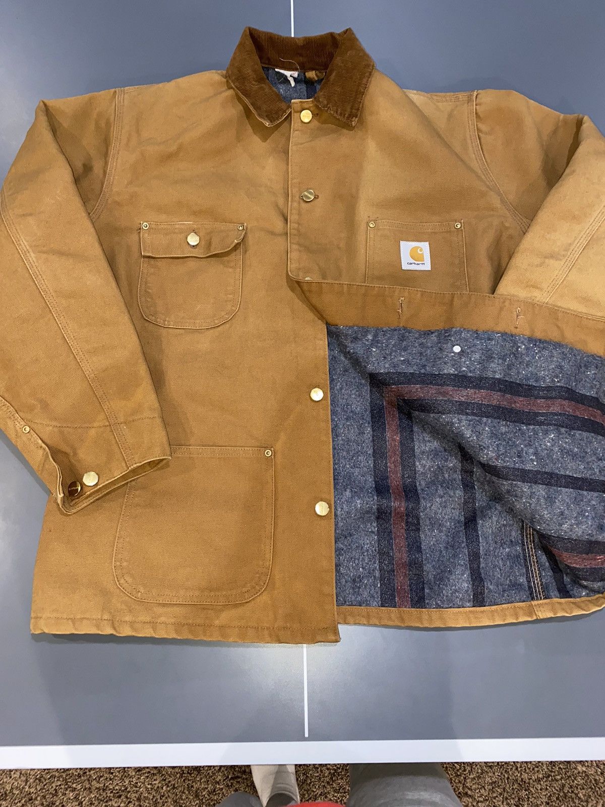 Carhartt Vintage Carhartt Blanket Lined Tan Chore Coat Large Size US L / EU 52-54 / 3 - 1 Thumbnail