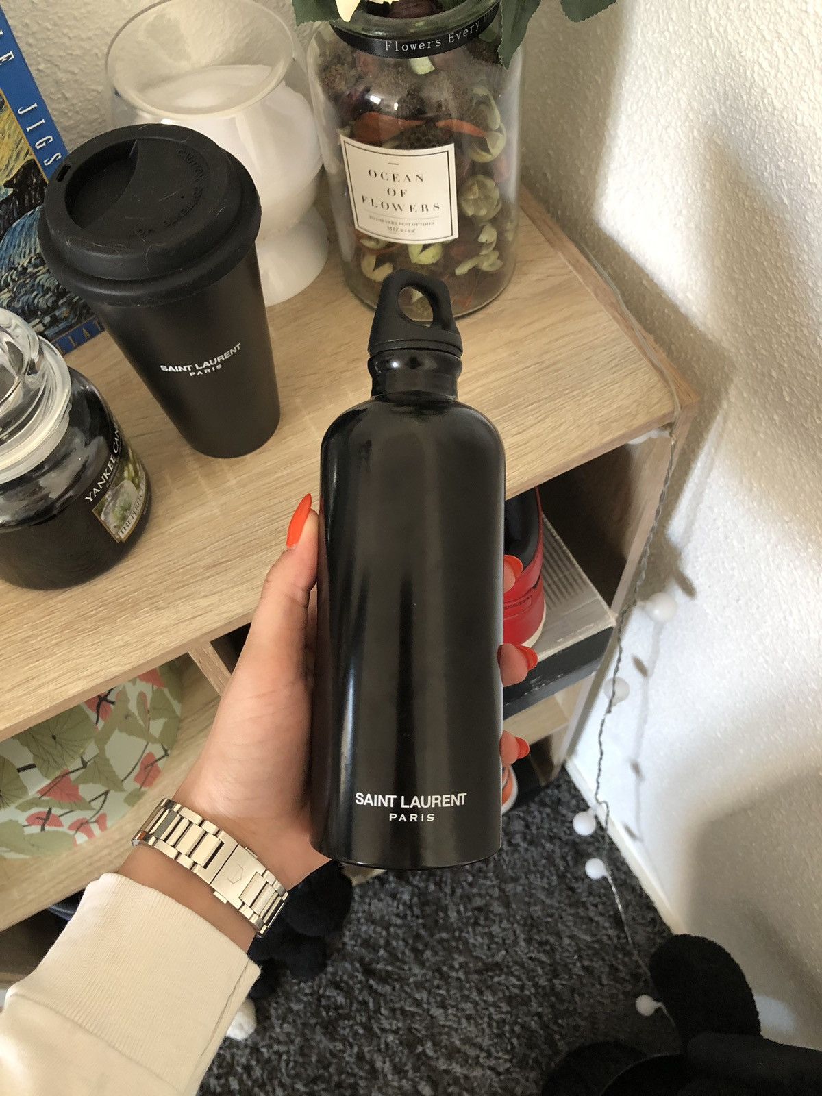 White Ysl Water Bottle Bottle Tumbler Stainless Steel Ysl Water