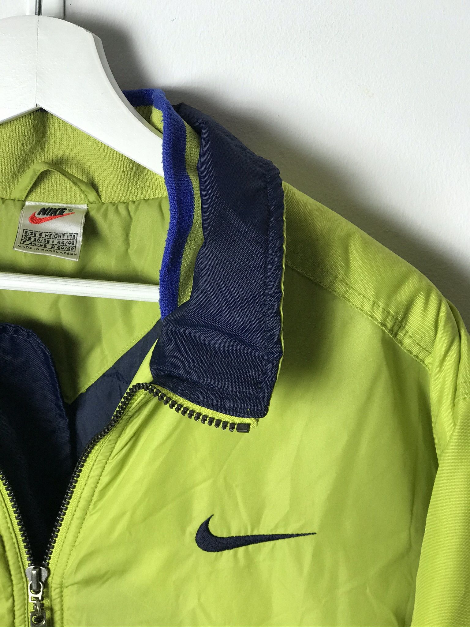 Nike Nike vintage spellout puffer jacket navy lime 90s Size US S / EU 44-46 / 1 - 3 Thumbnail