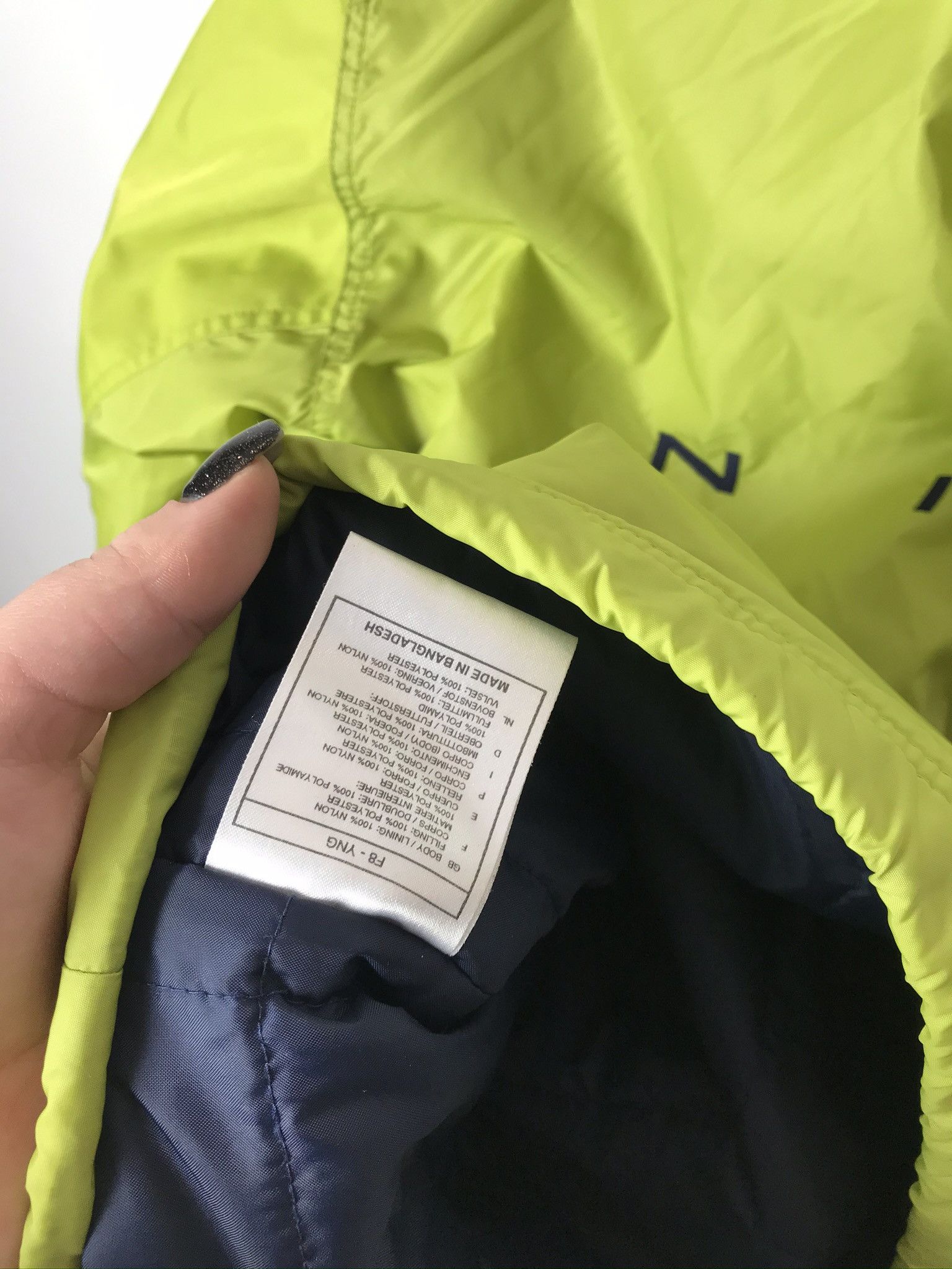 Nike Nike vintage spellout puffer jacket navy lime 90s Size US S / EU 44-46 / 1 - 5 Thumbnail