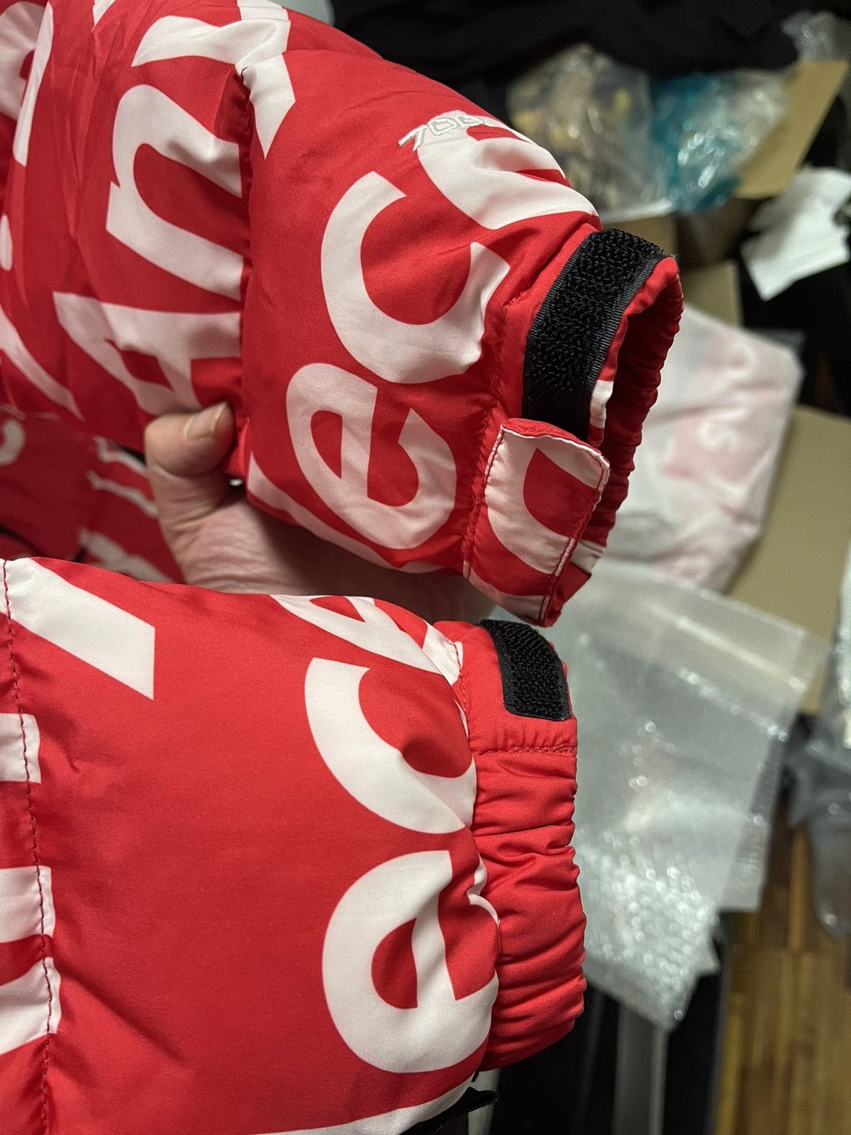 Supreme Supreme tnf north face red bamn by any means nuptse jacket