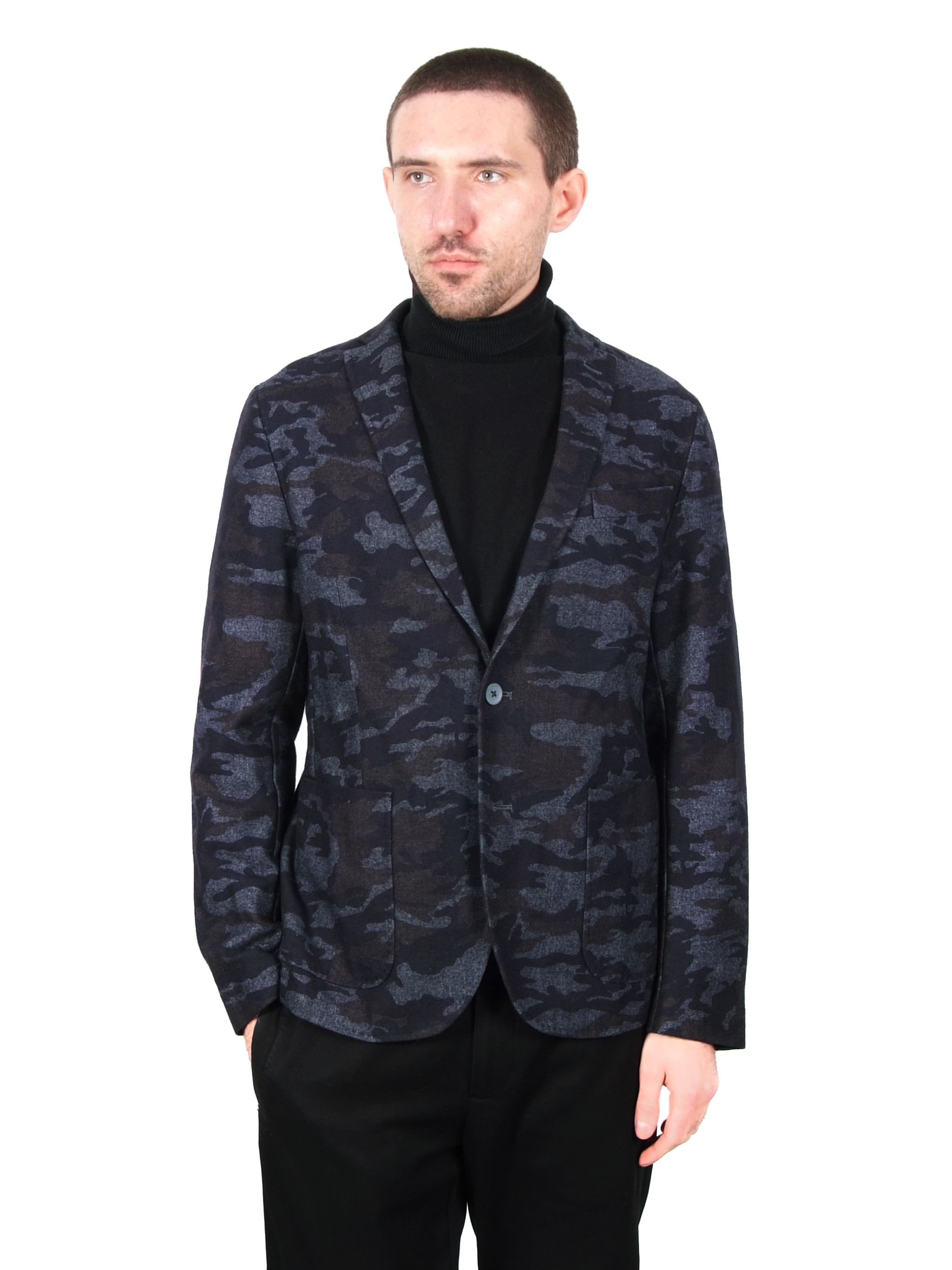 Manuel Ritz Camouflage Pattern Wool Blazer