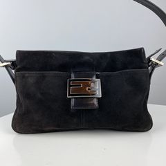 Handbags Fendi Fendi Zucca Canvas Nano Baguette Chain Shoulder Bag Leather White Auth 47061