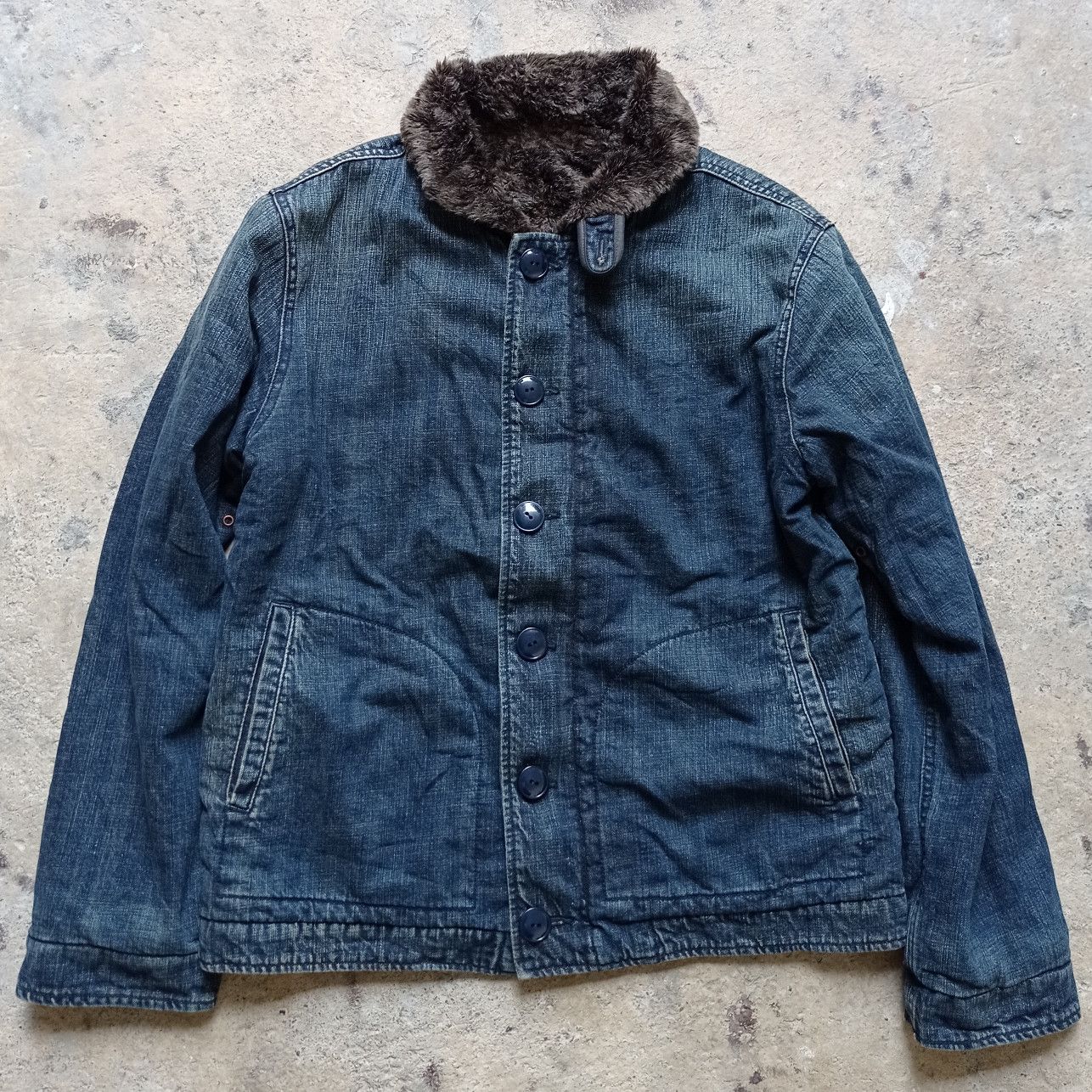 Acoustic twins. Inc Denim N1 Deck Jacket fleece lining