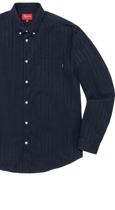 Supreme Supreme Jacquard Stripe Twill Shirt dark navy | Grailed