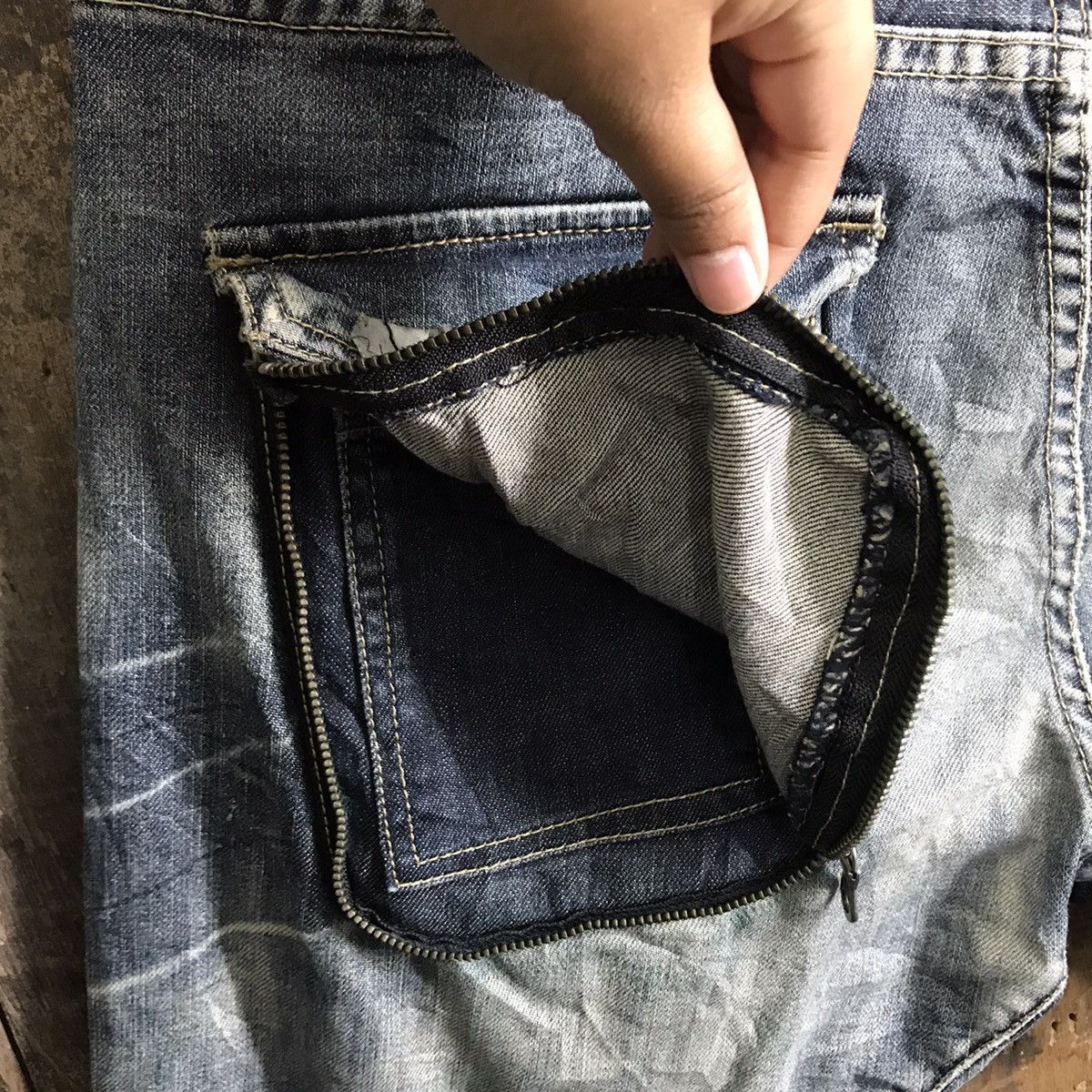 Japanese Brand PPFM Curve Cut Denim Jeans Size US 33 - 8 Thumbnail